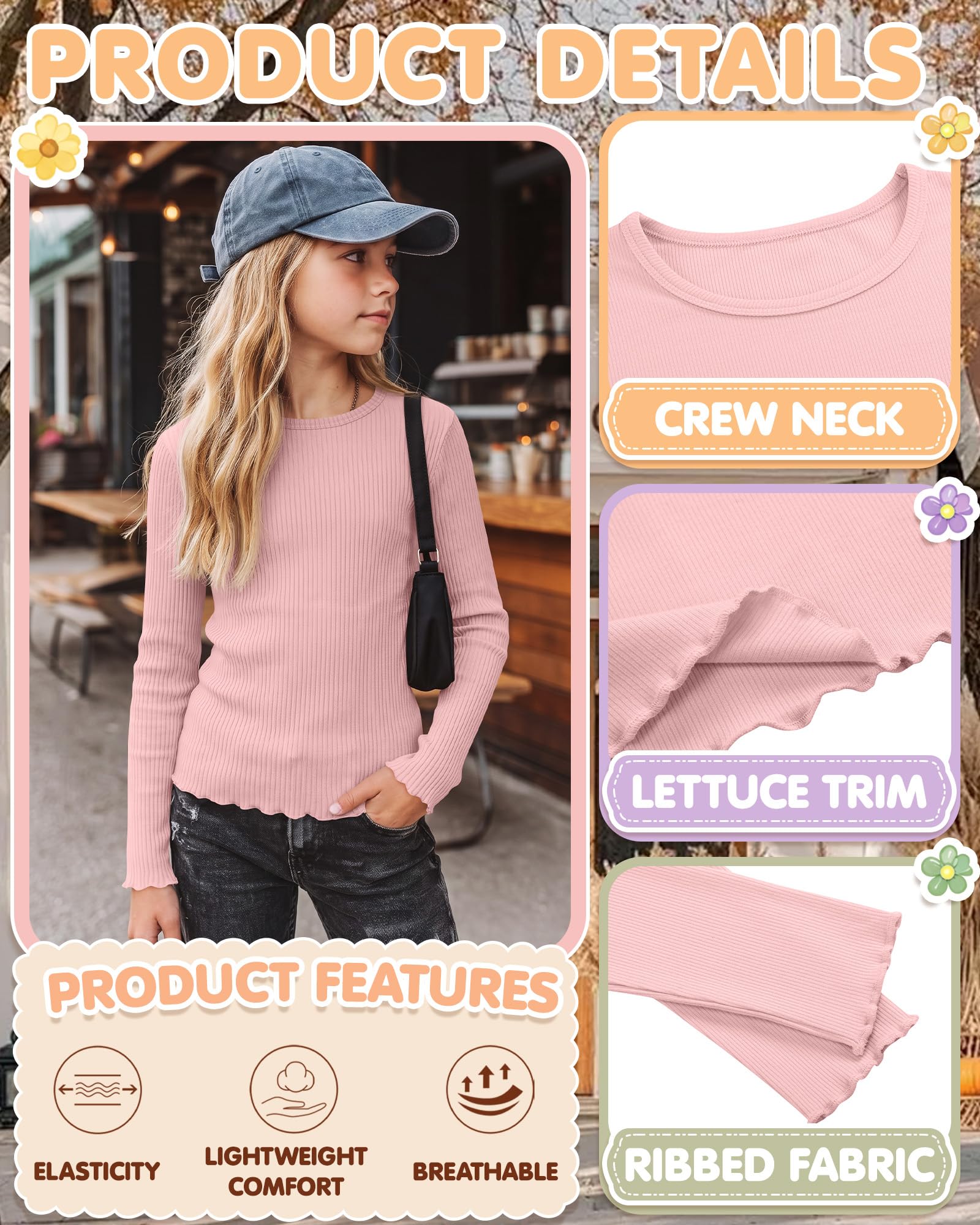 Clabby Pack de 4 Camisetas Manga Larga Niñas