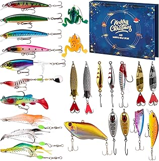 Fishing Advent Calendar 2025 Fishing Lure Advent Calendar 24 Days Christmas Countdown Xmas Gifts for Adult Men Teens