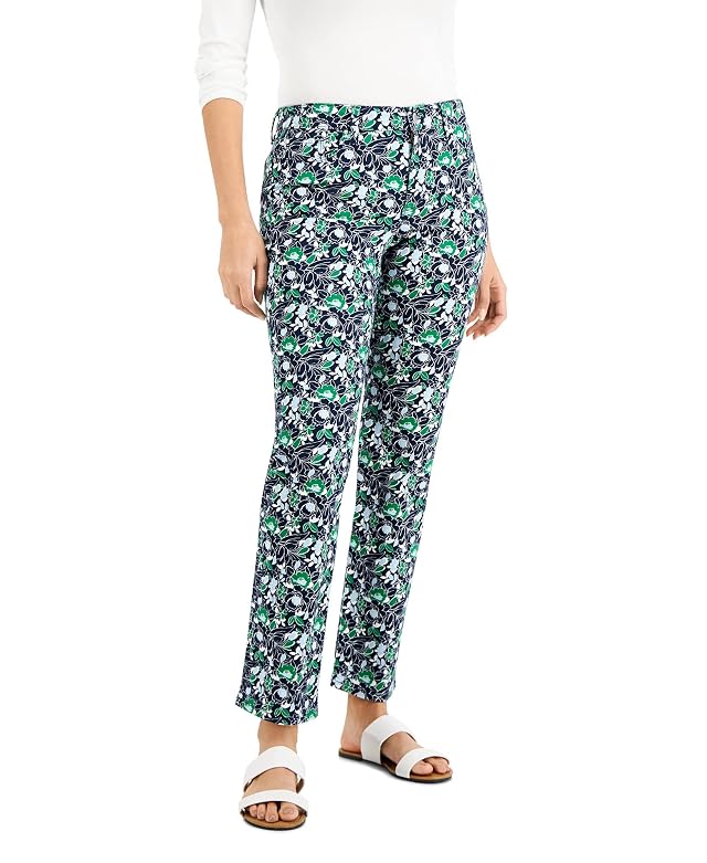Charter Club Women Printed Lexington Pants 8 Intrepid Blue