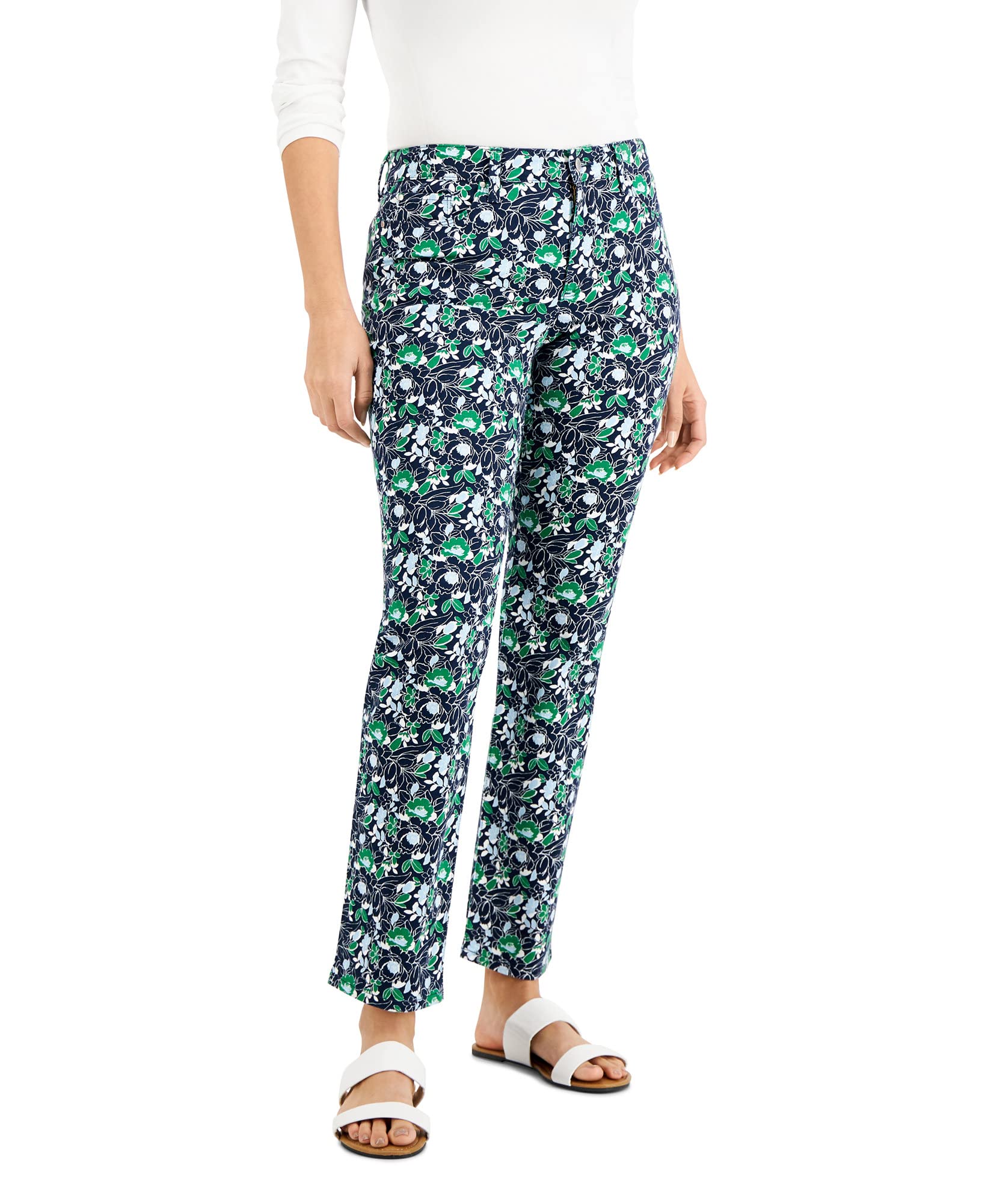 Charter Club Women Printed Lexington Pants 8 Intrepid Blue