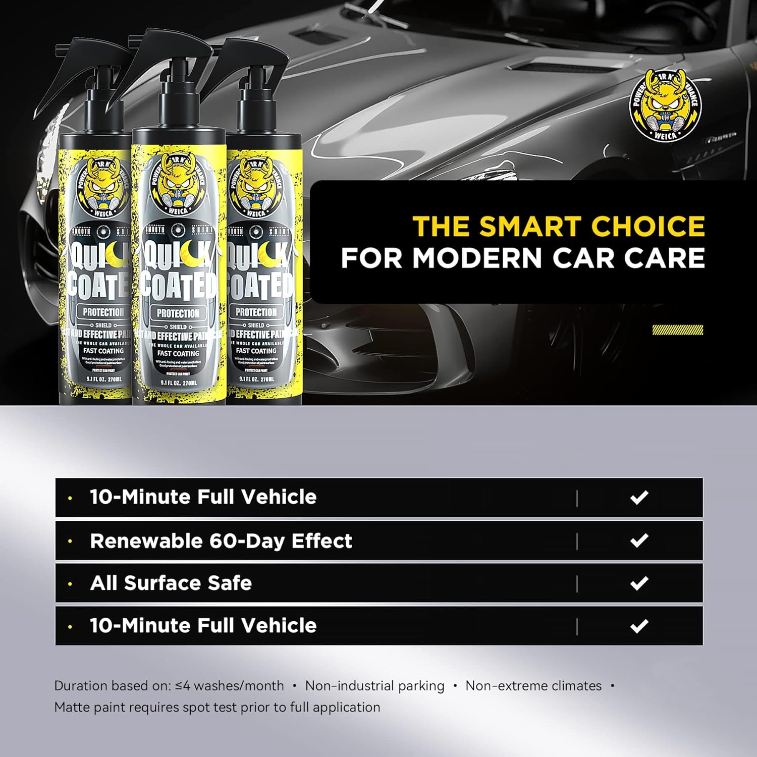 Ceramic Spray Coating for Cars, RV, Motorcycle, Boat - Hydrophobic Sealant & Wax - Quick Detailer for Extreme Gloss on Paint, Wheels, Trim - Safe on Chrome, Plastic, Vinyl - 9.1 fl oz - Image 3