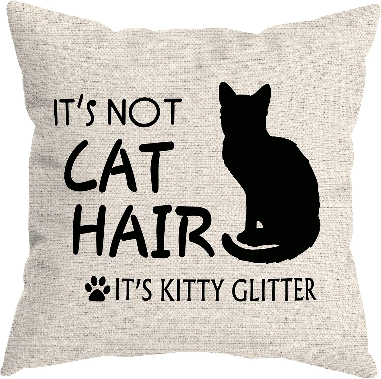 It’s Not Cat Hair It’s Kitty Glitter Throw Pillow Cover, Cat Lover Gifts for Women Men, Doxie Pillow case 18 x 18 Inch Home Room Bed Sofa Decor