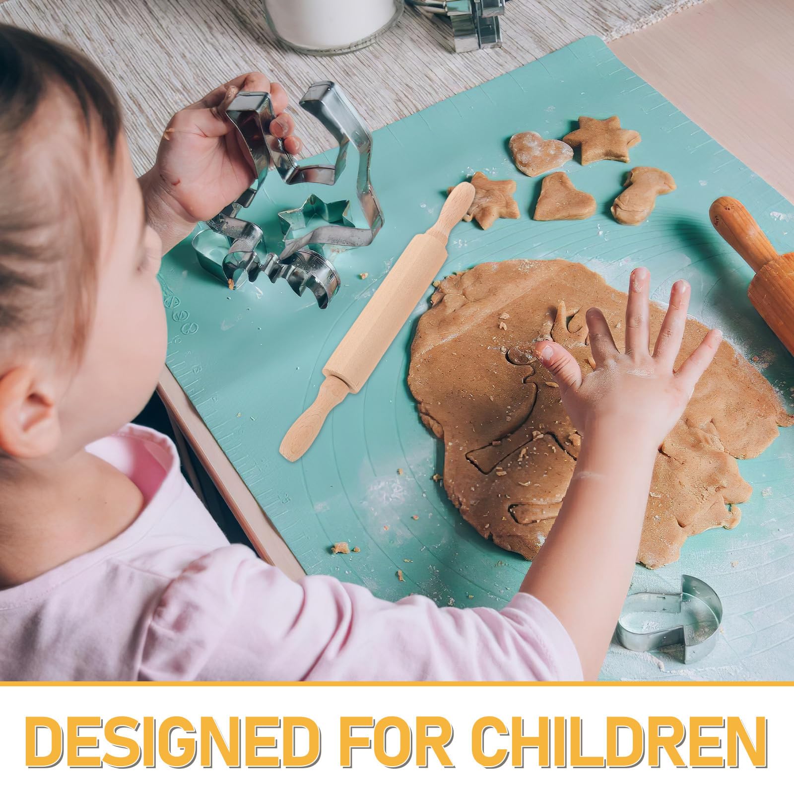 DOITOOL 8 Rodillos de Madera Mini para Hornear, Ideales para Niños en Manualidades y Repostería, Fáciles de Limpiar