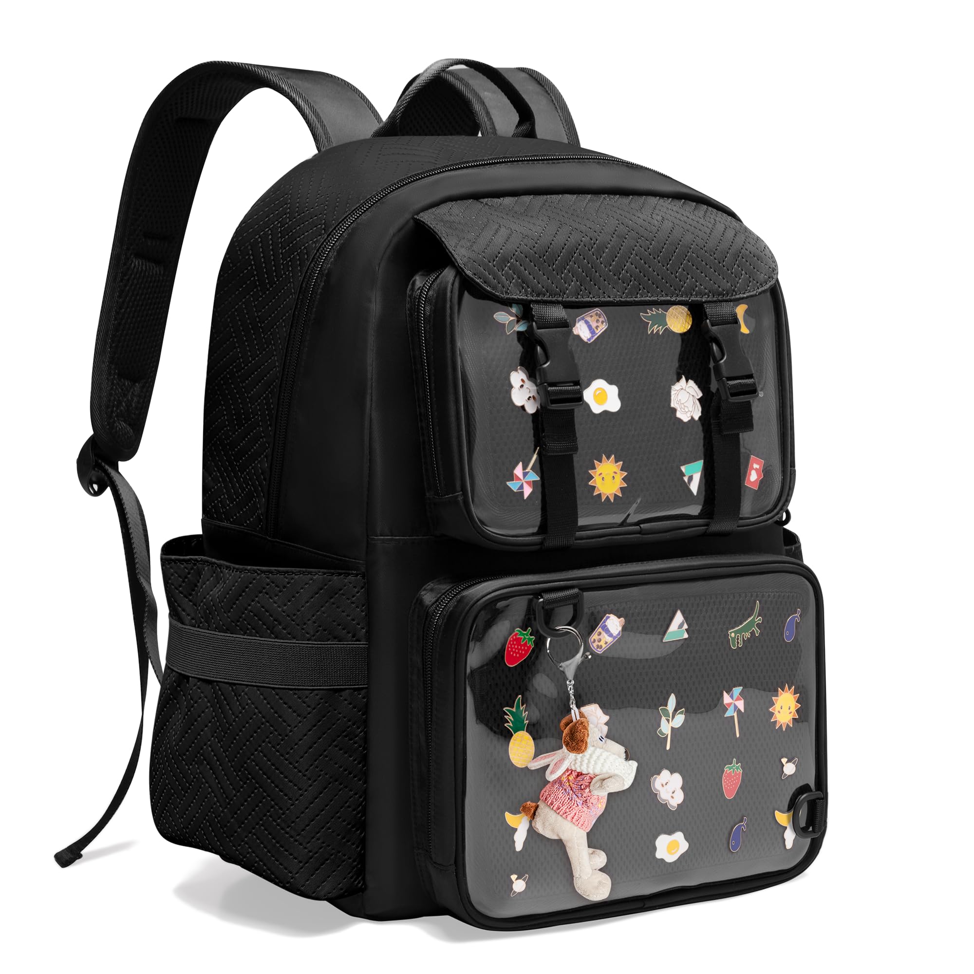 Prokva Ita Bag Pin Display Backpack with Pin Inserts Kawaii Ita Backpack for Anime Cosplay (Empty Bag), Black, Anime" or "Pop Culture - Black