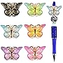 6Pcs Acrylic Butterfly Flower Focal Beads for Pens Colorful Butterfly Fancy Spacer Beads for DIY Craft Beadable Pens Keychains Bracelet Necklace Earrings
