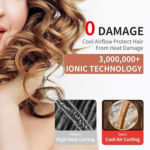 Miniatura 7 de OBEST Plancha rizadora de flujo de aire de 360, alisador de cabello 2 en 1, plancha plana de cerámica, rizador de viaje, calentamiento rápido PTC