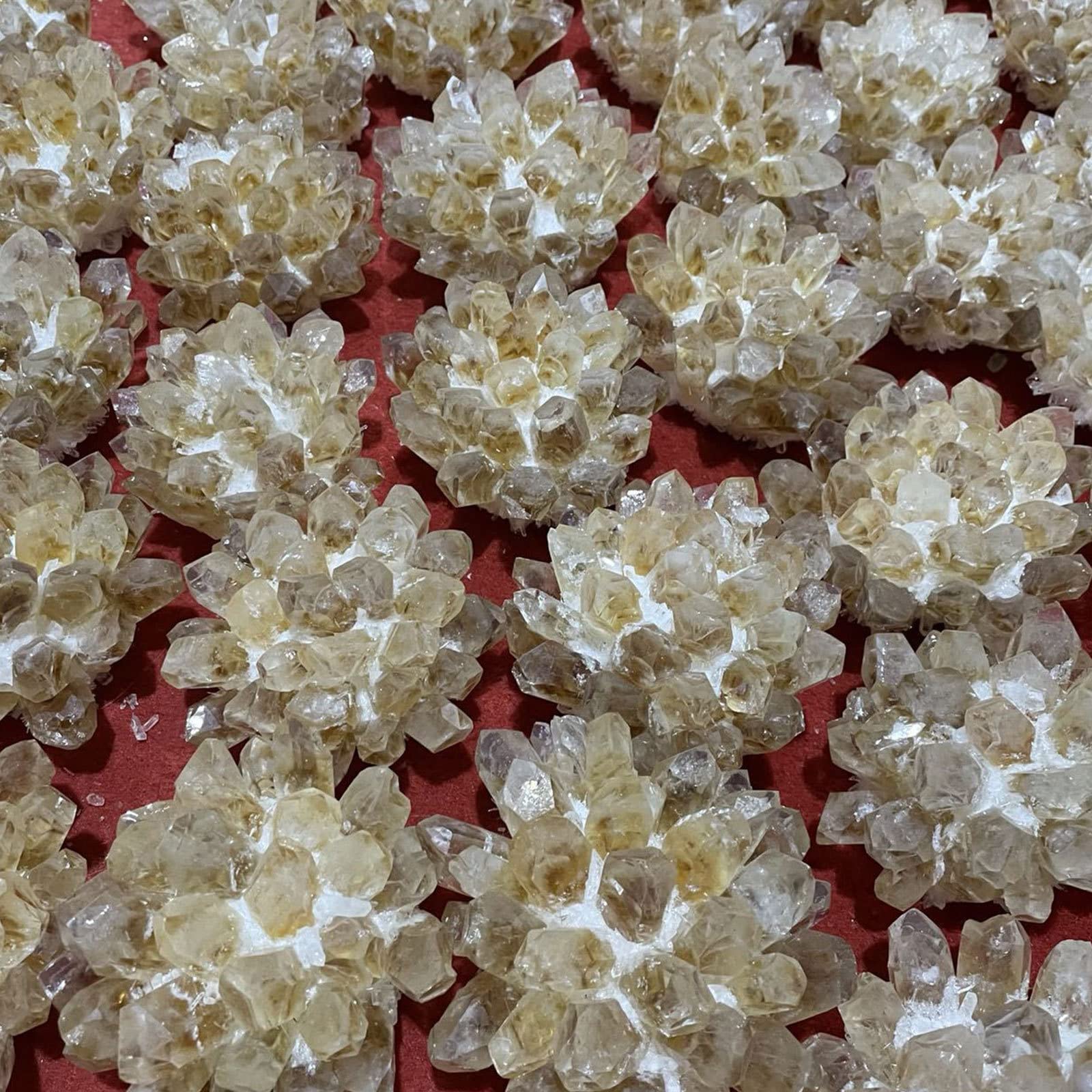 Racimo de Cristal de Cuarzo curativo Natural Irregular Minerales de Roca de 0.8-1.1 LB Cuarzo de geoda en Bruto Druzy Geode espécimen para decoración del hogar Reiki Healing,Citrine