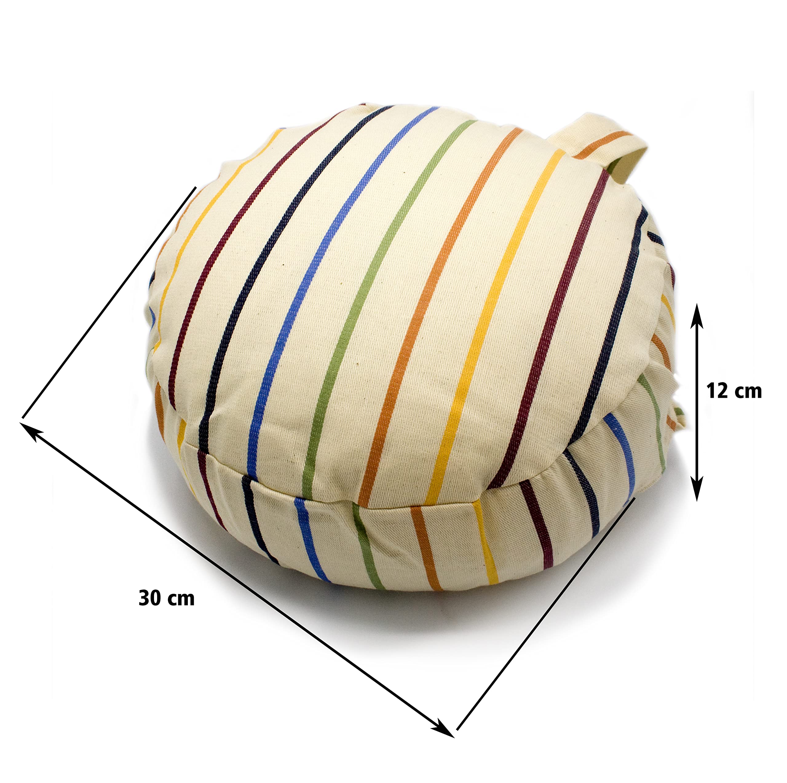 SCEN Cojín de yoga redondo de 30 x 12 cm de diámetro de cáscara de farro biológico, sin cremalleras ni piezas metálicas, fabricado en Italia, calidad de Sartorial Toscana
