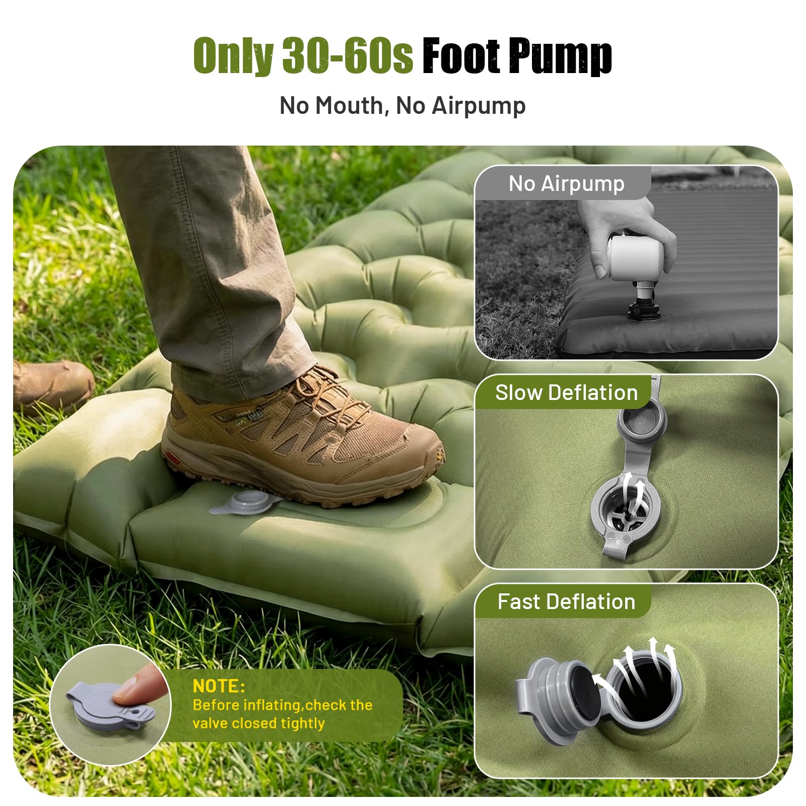 PHYSEN Matelas gonflable auto-gonflant imperméable avec pompe et sangles 360° pour camping, plage et camping-car