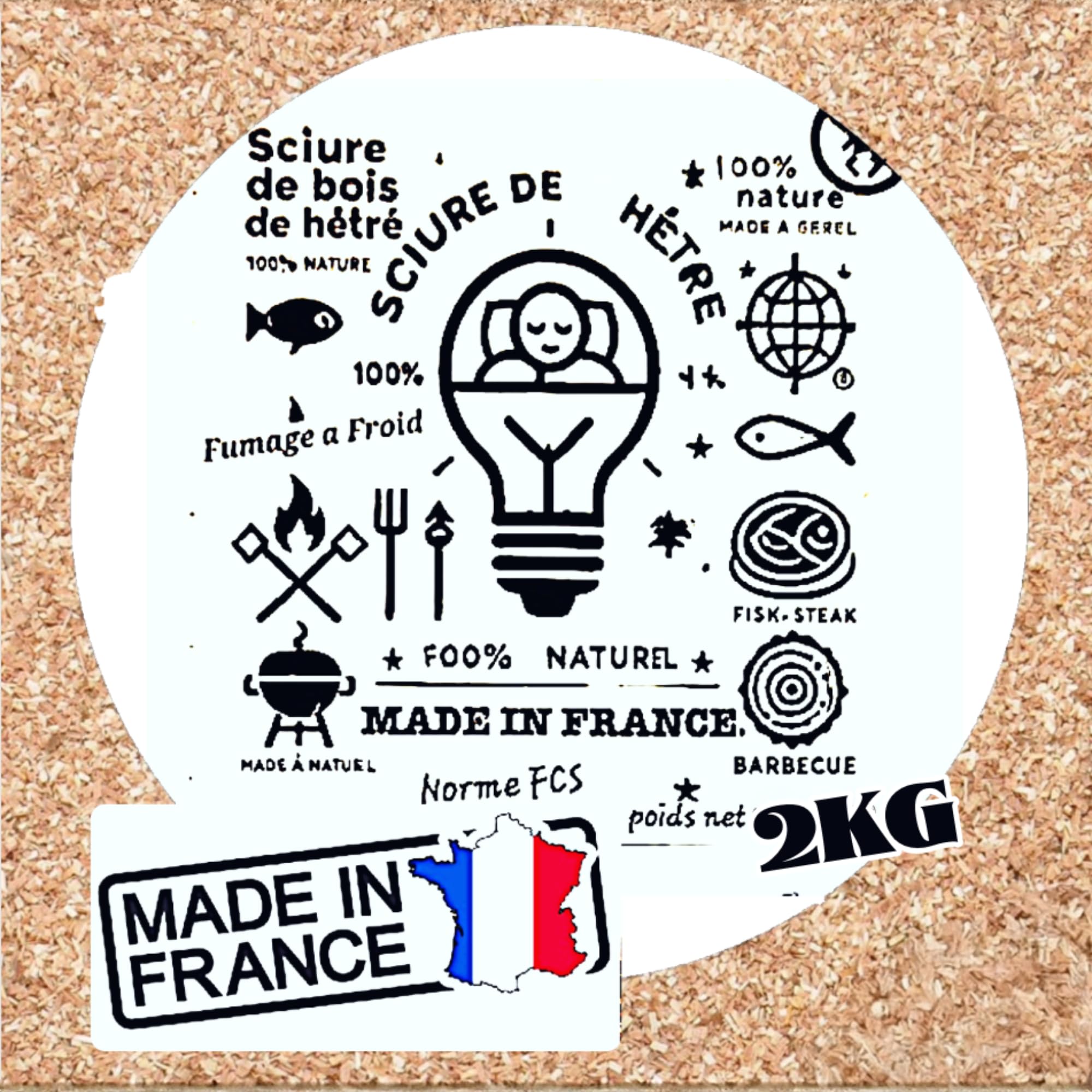 Sciure de Bois de Hêtre 10L pour Fumoir à Viande et Poisson ||Adaptée au Serpentin Fumoir à Froid |||| MADE IN FRANCE |||| Copeaux de bois compatible avec fumoirs à froid, Mélange PRO | 0,4-1 mm | 2KG
