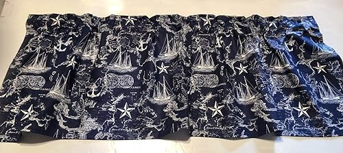 Miniatura 5 de Navy Blue Nautical Map Valance 43" wide and 14/15 inches long