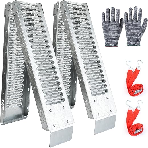 BEJONI 67" x 8.7" Steel Loaing Ramps for Truck & Trailer, 950 lb Capacity, Motorcycke Ramp, Separated Ramp Kit for DIY Install, 1 Pair