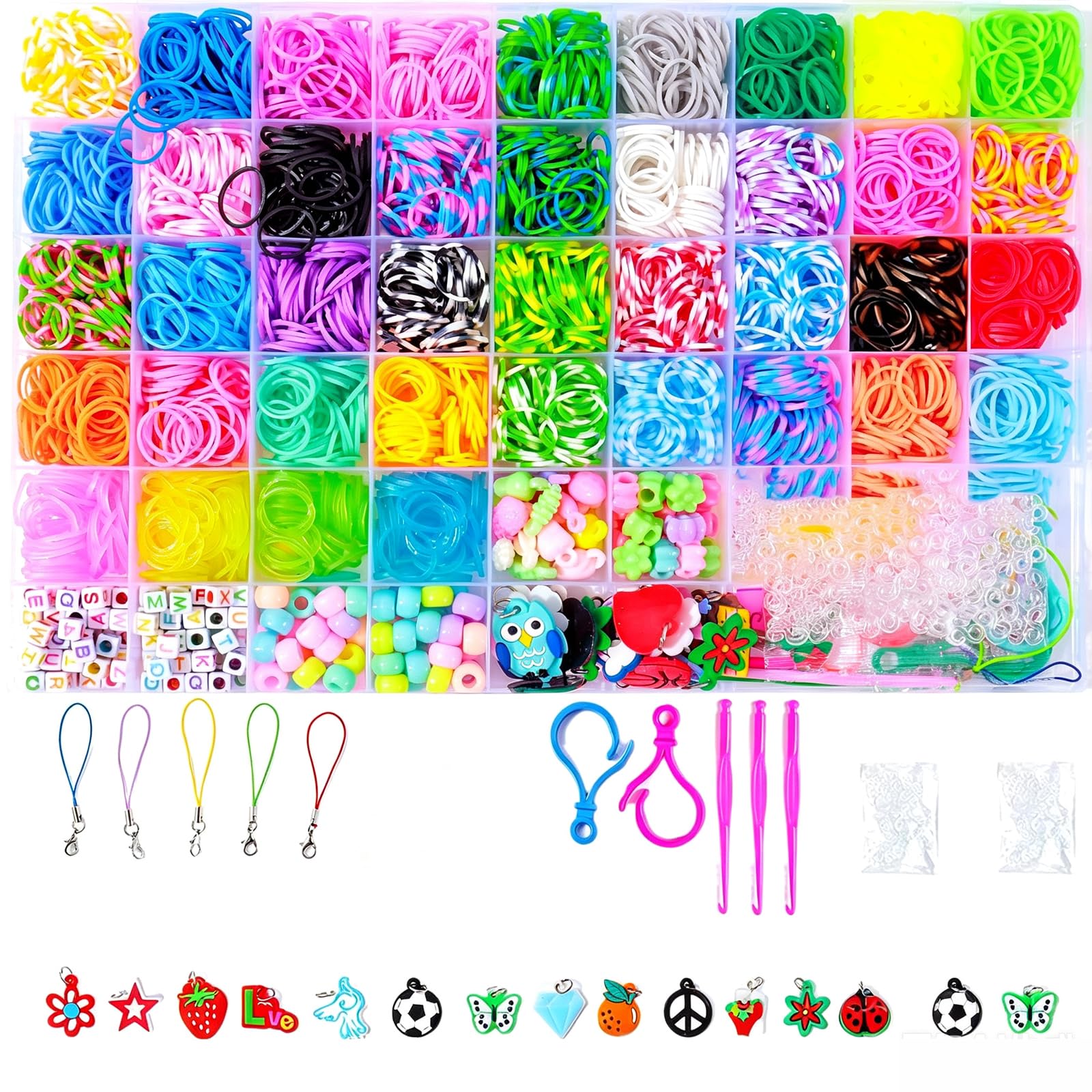 Loom Bands Kit & Rubber Bands for Bracelets – 4000 Pcs Rainbow Elastic