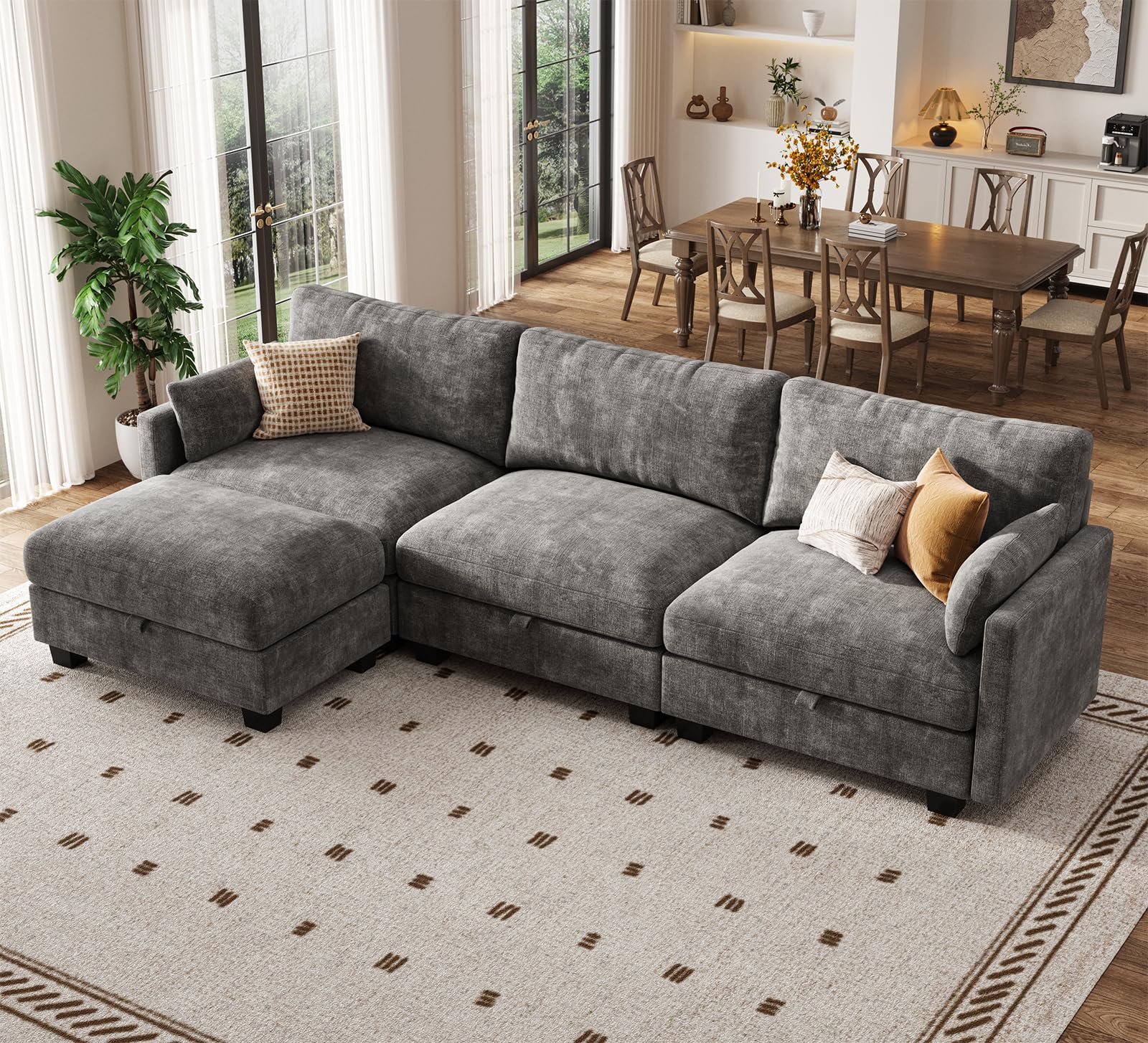 Modular Sectional Sofa, 101" L Shaped Couch with Storage