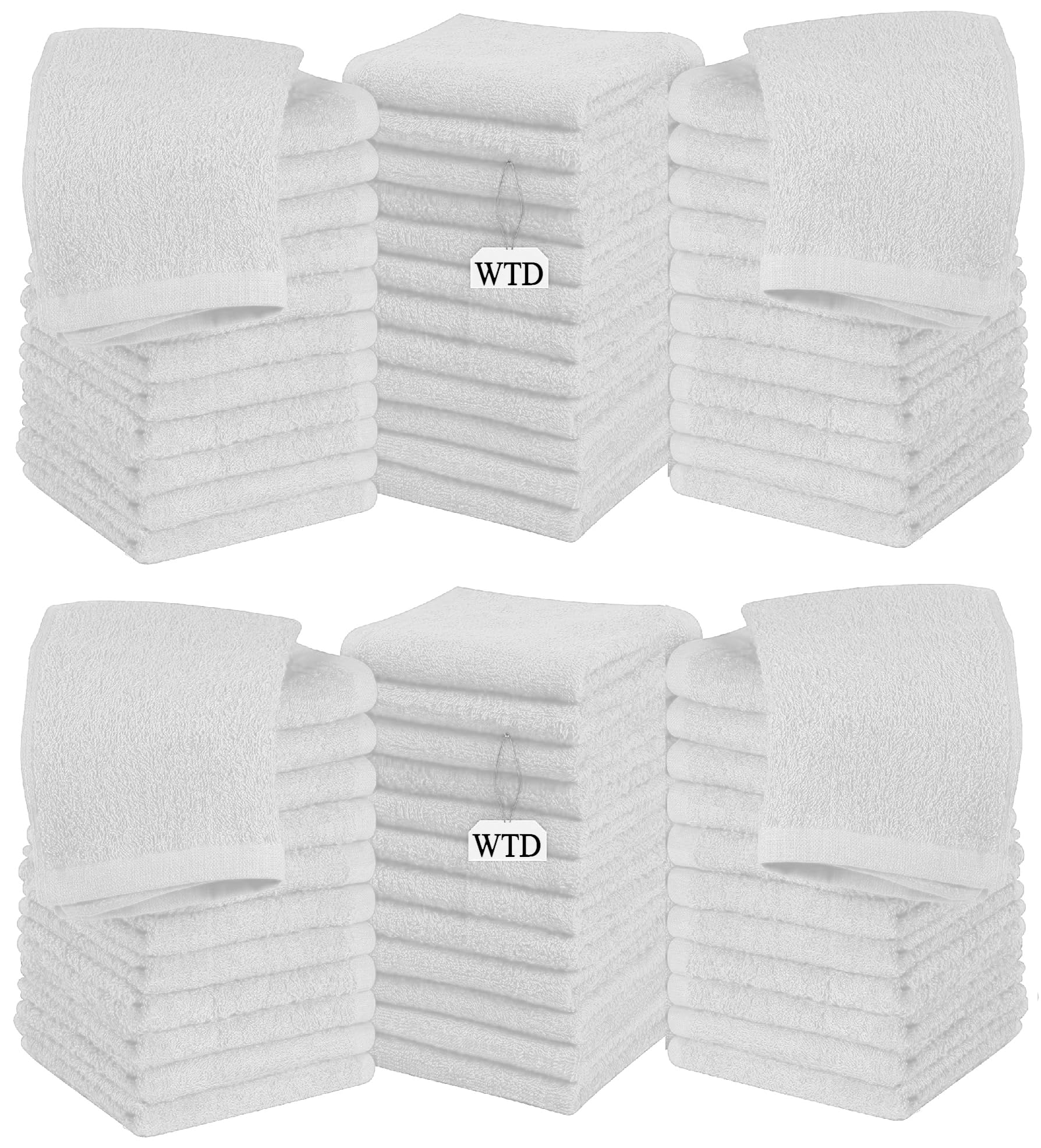 Wholesale Trade Dealz Pack of 6, 12, 24 & 48 Cotton Face Cloth Towels 500-GSM Super Soft 100% Egyptian Cotton Flannels Premium Washcloths Hotel Saloon Gym Towel Facial Cloths (24, White)