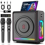Karaoke Machine with 2 Wireless Mics | Bluetooth 5.3 Speaker with Bass/Treble/Echo Adjustment & Auto Pitch Correction | PA System with RGB Lights, Supports TV/TF Card/USB/AUX/TWS for Home Parties
