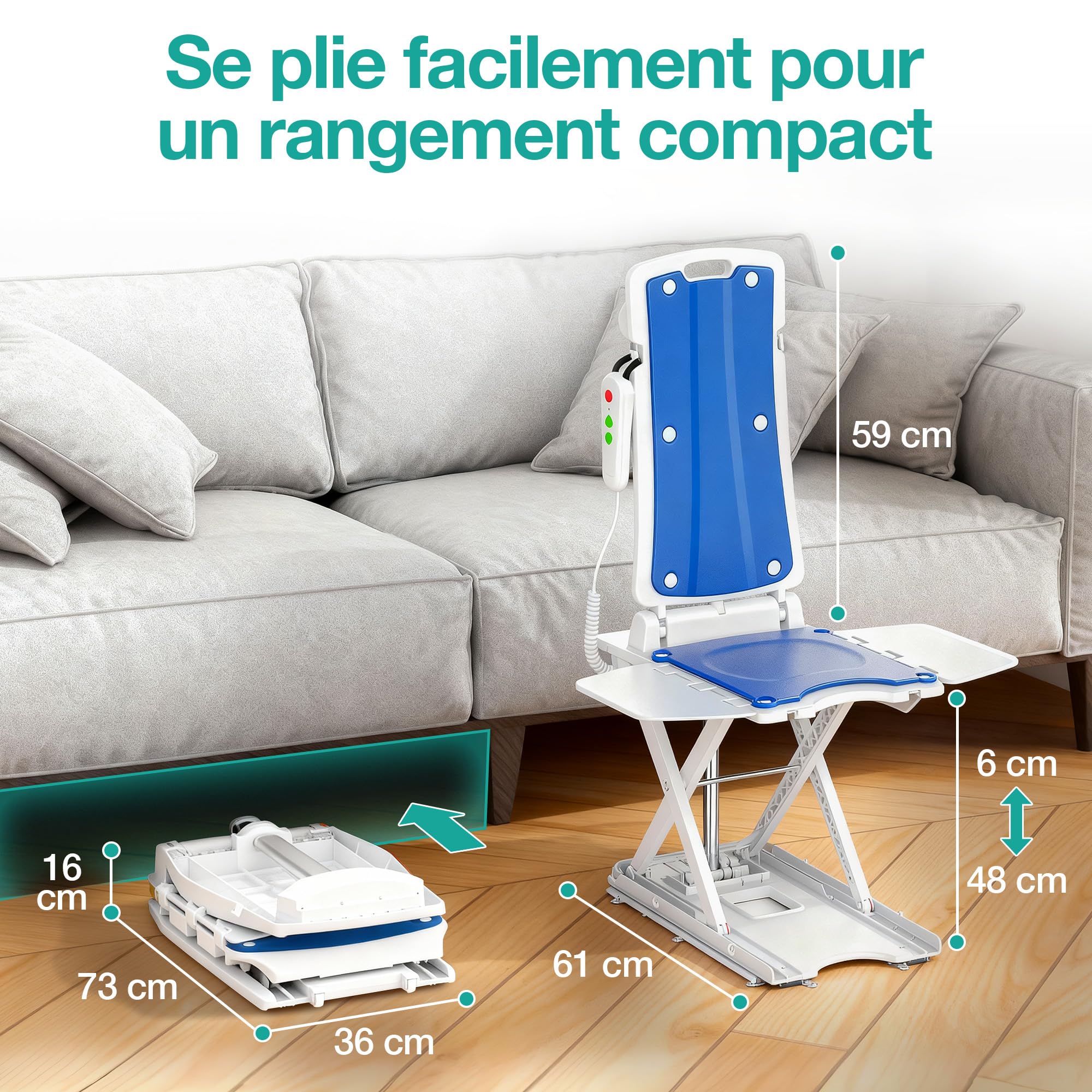 Siège élévateur électrique pour Personnes âgées - supporte Jusqu'à 140 kg | Siège de Bain motorisé - Portable avec télécommande, Hauteur réglable, étanche IP68, Ergonomique Pliable, Prêt à utiliser