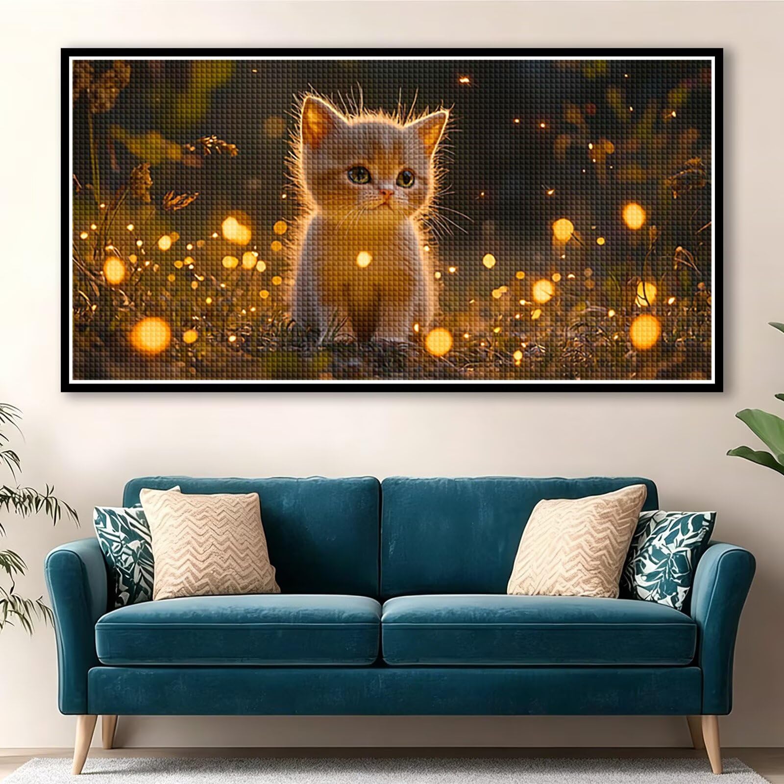 Diamond Painting Adultos Animal Pintura Diamante, Gato Diamond Painting 5D Completo, DIY Cuadrado Cristal Bordado Punto de Cruz Cuadros de Diamantes para Decoracion Hogar, Regalo Mujer 140x70cm 0J-248