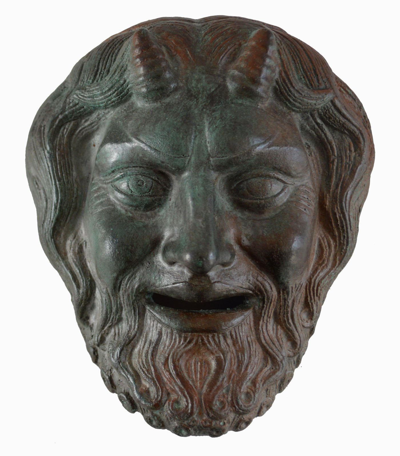 Pan Mini Mask with bronze color effect- Dionysos God of Wild - Ancient Greece - Panas