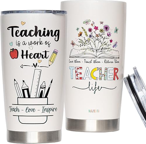 NAZENTI Regalos para profesores, regalos para profesores para Navidad, vaso para profesores de 20 onzas, regalos de cumpleaños para profesores,