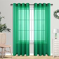 Vista 44 de Cortinas traslúcidas terracota de 84 pulgadas de largo para sala de estar y dormitorio, con ojales, estilo bohemio, aireadas, transparentes, de lino