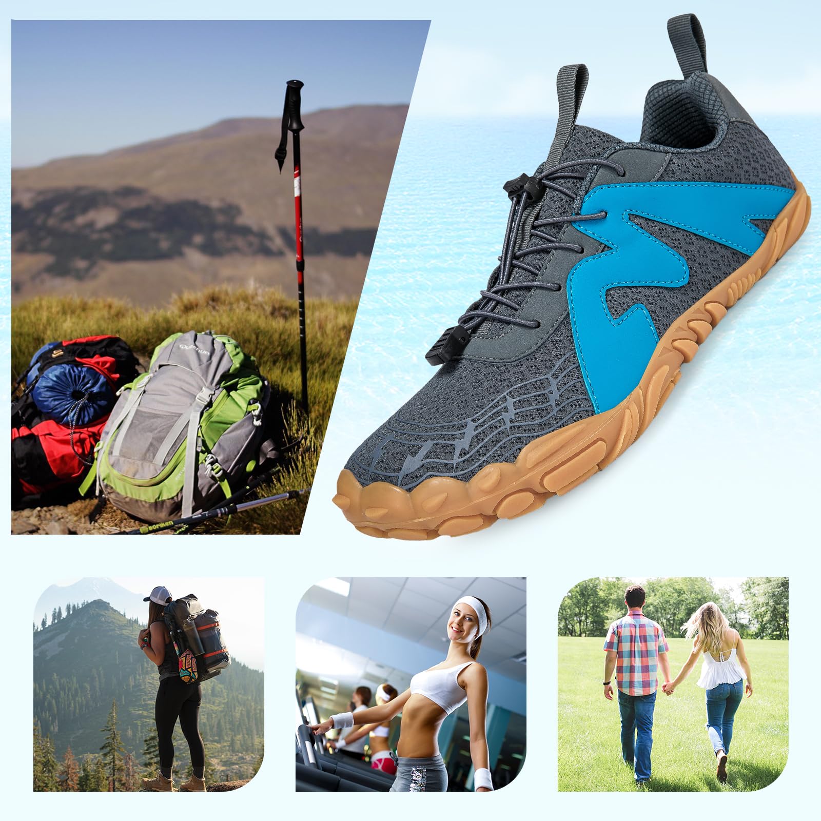 AONEGOLD Barfußschuhe Herren rutschfest Traillaufschuhe Damen Leicht Schnell Trocknend Wassersportschuhe Unisex Atmungsaktiv Fitnessschuhe Gr.36-47