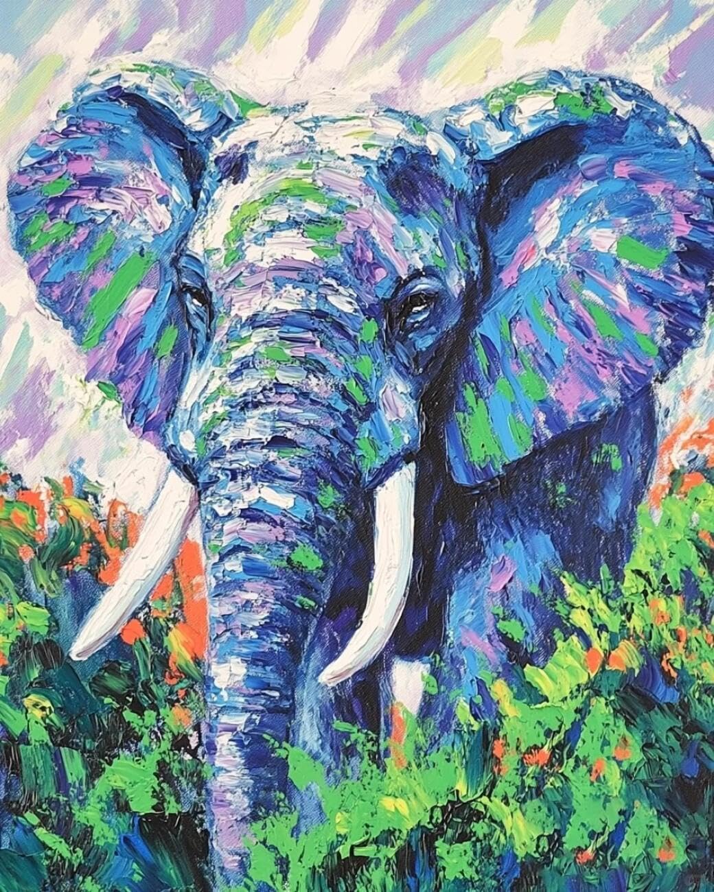 Rqwybcaxn Seed Bead Embroidery Kits Colorful Elephant 40x50cm