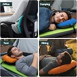 Gear Doctors 100g Compact Ultralight Inflatable Camping Pillow — Inflatable Pillow For Camping— Pillows For Sleeping, Ergonomic Oreiller Gonflable For Hiking, Traveling, Beach, Office Working [Orange]
