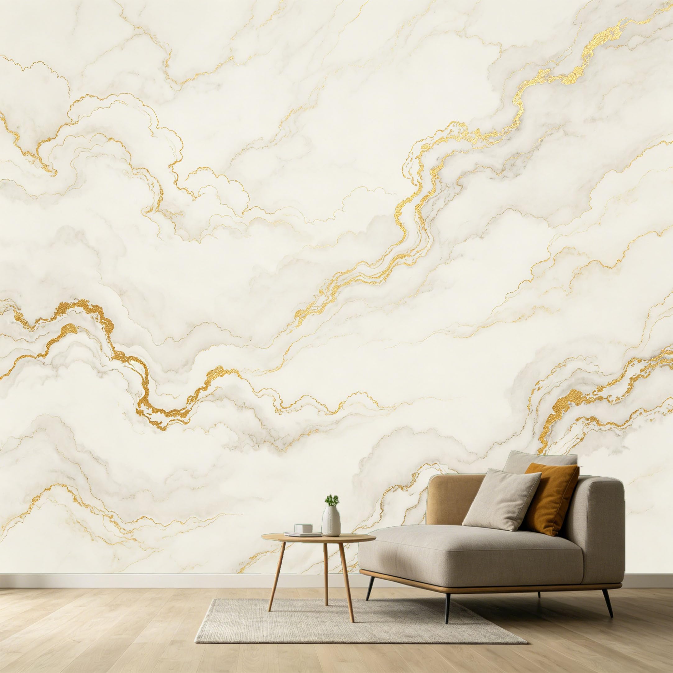 Custom Size Wall Murals Abstract Minimalist White Marble Gold Veins Textured Modern Wallpaper SelfAdhesive Wall Fabric Removable Large Wallpaper for Photo Living Room