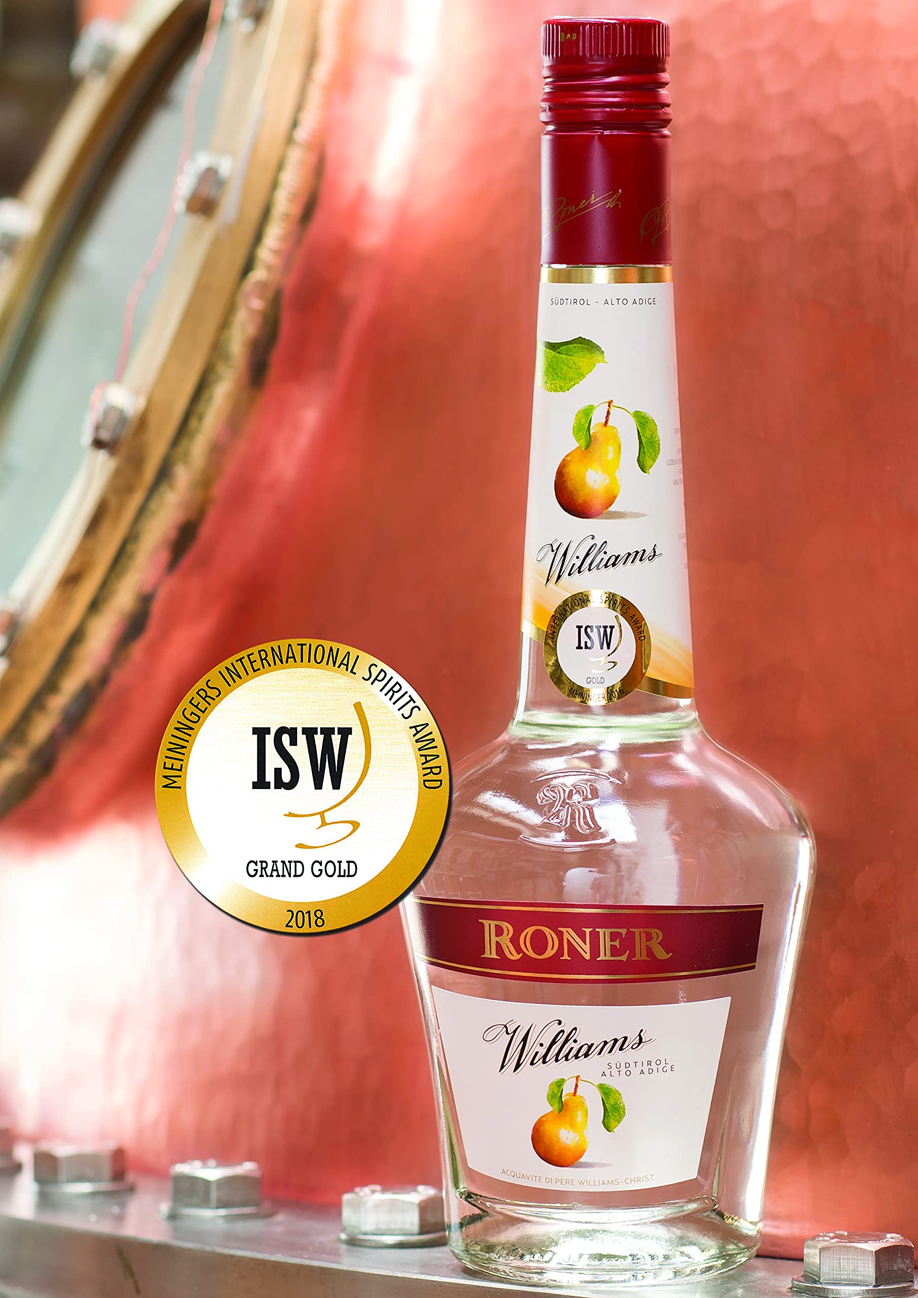 Roner Williams (1x 0,7l) - Distillato di Frutta dalla Distilleria Artigianale Alto Adige Südtirol più premiata d'Italia - 700 ml