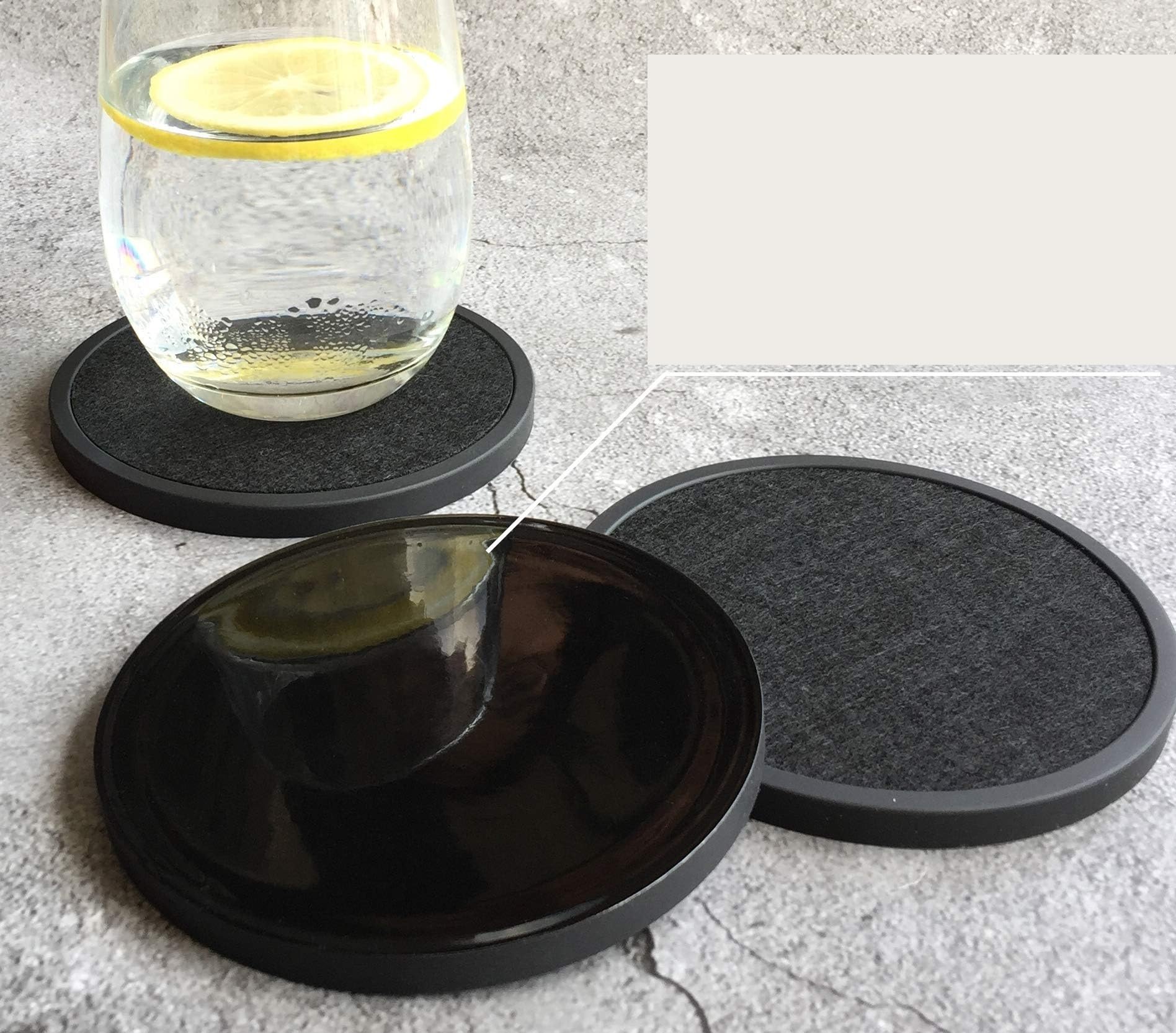 6 pezzi sottobicchieri for bevande in silicone inserto in feltro morbido for da caffè sottobicchiere tè Per Pranzo Tavolino(Brown)