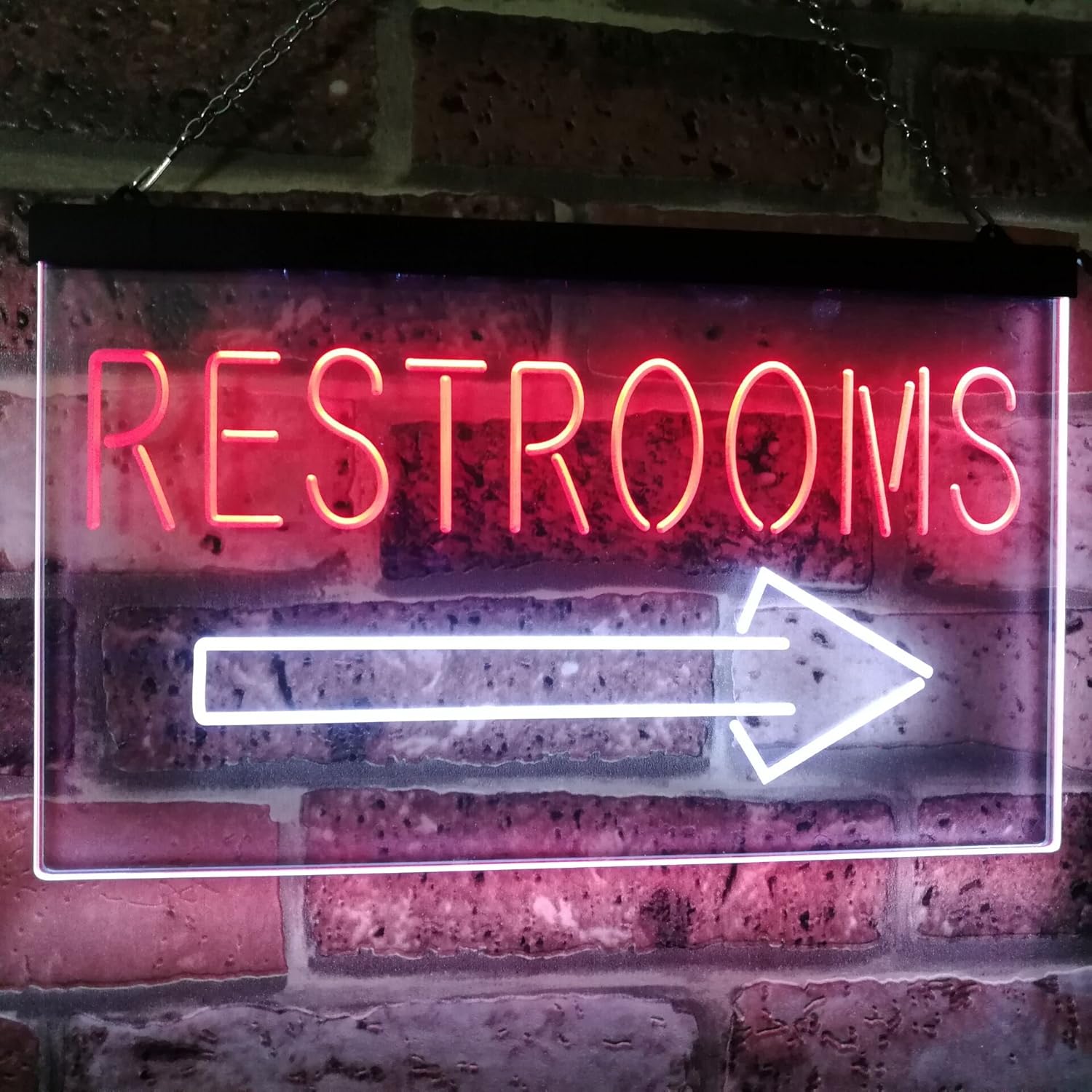 ADVPRO Restroom Arrow Point to Right Toilet Dual Color LED Neon Sign White & Red 24" x 16" st6s64-m2049-wr