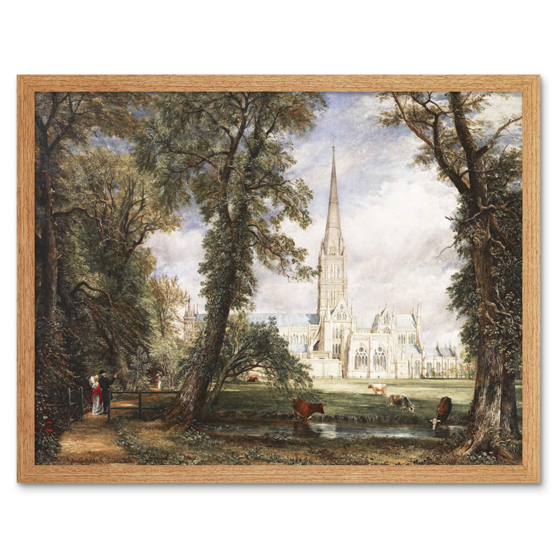 John Constable Salisbury Cathedral From The Bishops Garden Art Print Framed Poster Wall Decor 12x16 inch