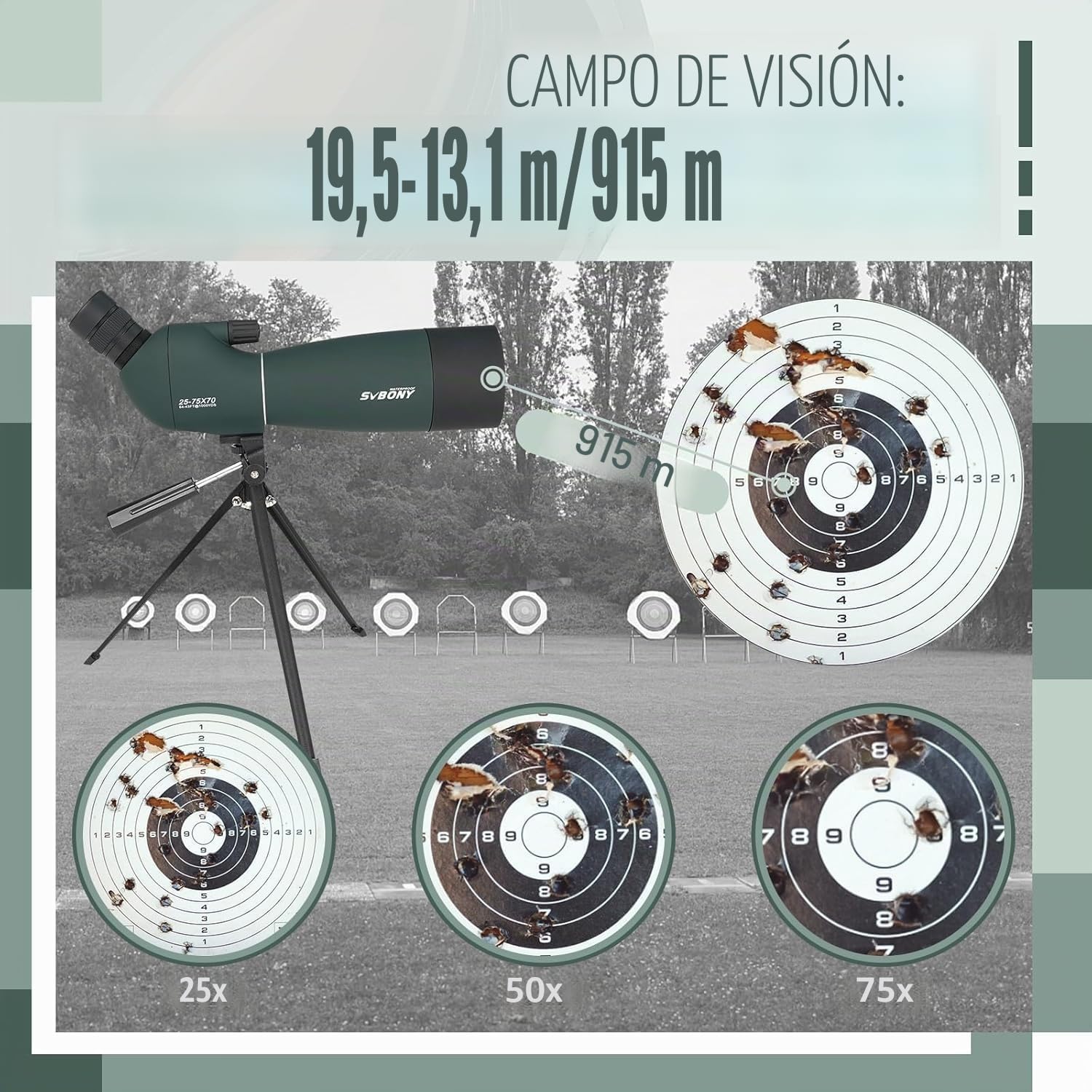 Svbony SV28PLUS Telescopio Terrestre 25-75x70 mm BAK4 FMC Visores Controlador Inalámbrico