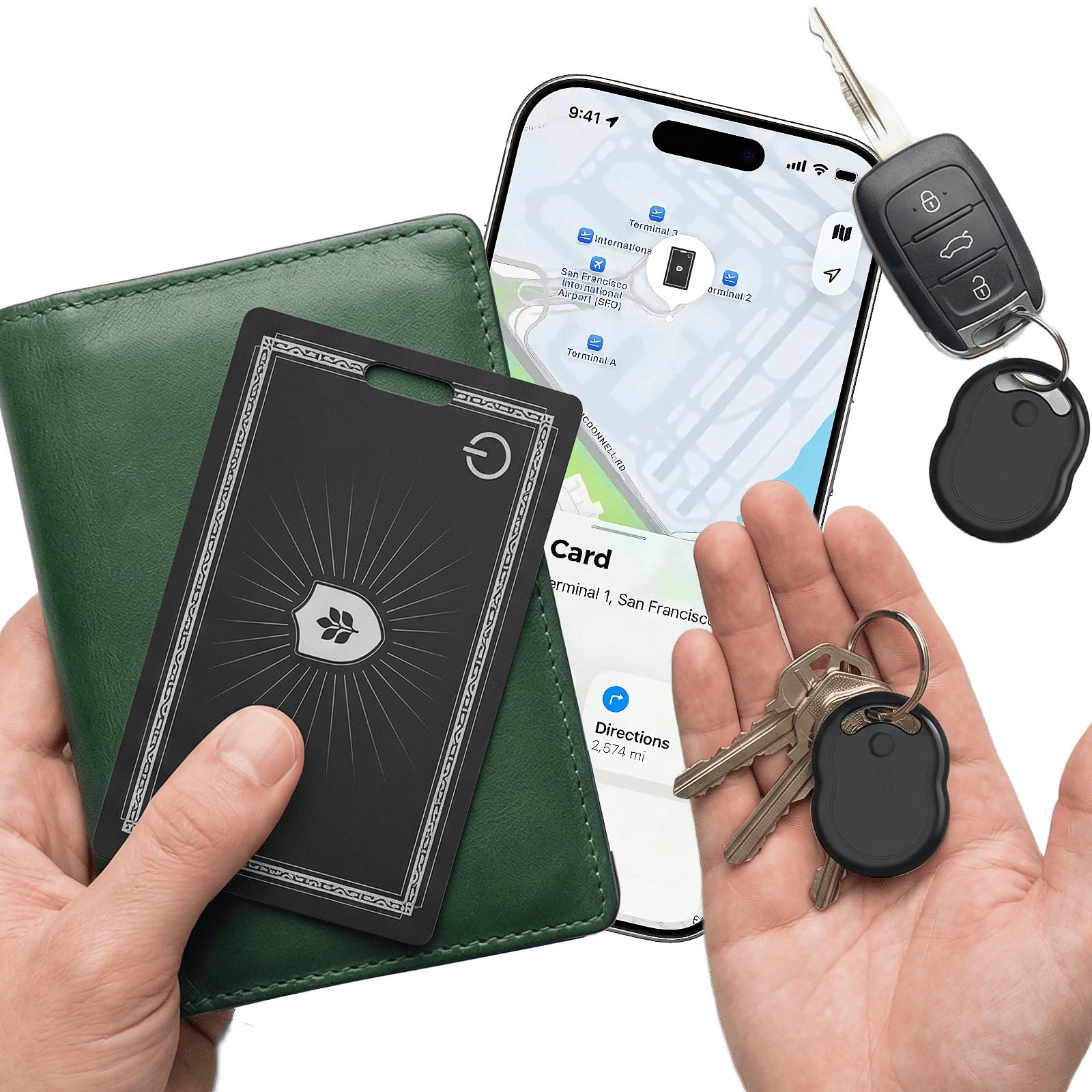[3-Pack] Wallet Tracker Card & Air Tracker Tags, Ultra-Thin 0.07in Smart Finder Compatible with Apple Find My (iOS Only), Rechargeable Item Locator for Keys, Wallet, Luggage, Passport, Backpack-picture-15