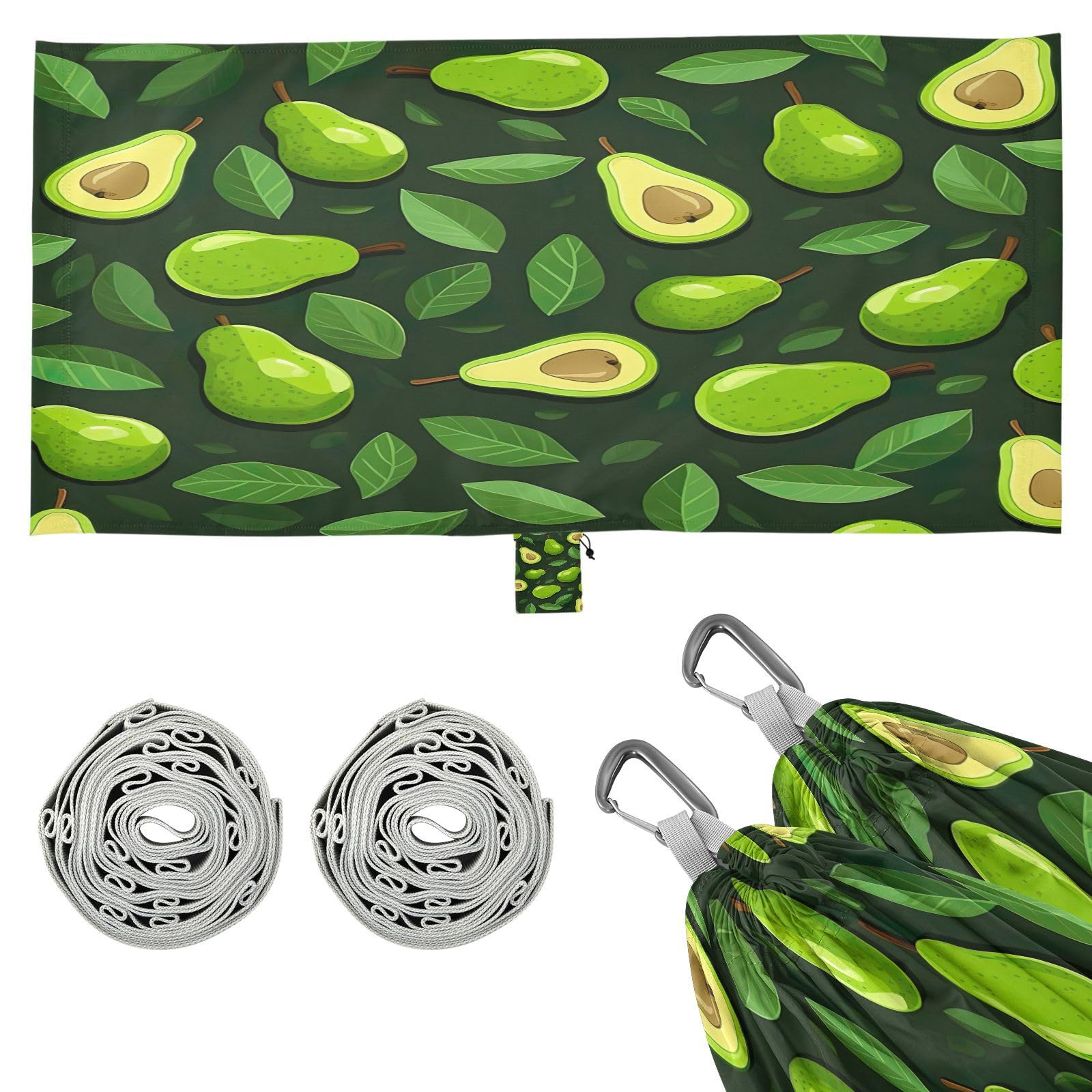 ATTX Small Avocado Slices Camping Hammock - Lightweight & Portable Hammocks, Heavy Duty 330lbs Capacity for Indoor, Hiking, Backpacking, Travel, Backyard, Beach#381