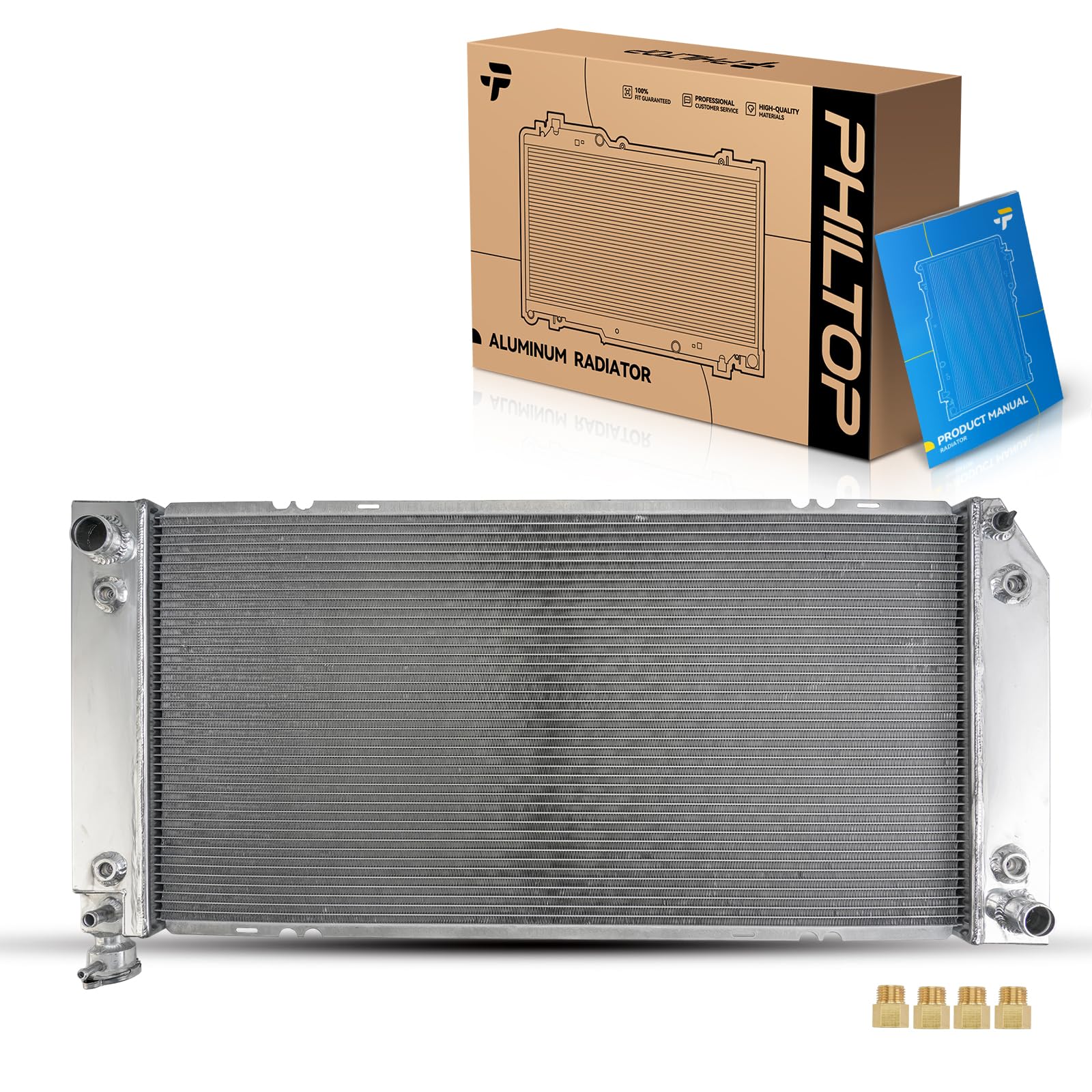 PHILTOP CU1693 Radiator With TOC and EOC 34-1/16"Core Compatible With K1500, C1500, Tahoe, K2500, K1500 Suburban, C2500, Yukon, C1500 Suburban, K3500, C3500, Escalade(Except Heavy Duty Cooling)