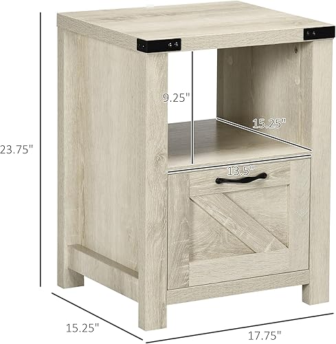 Miniatura 3 de Farmhouse End Table, Rustic Side Cabinet with Storage, Small Side Table with Drawer, Wood Effect Tabletop for Living Room, Oak