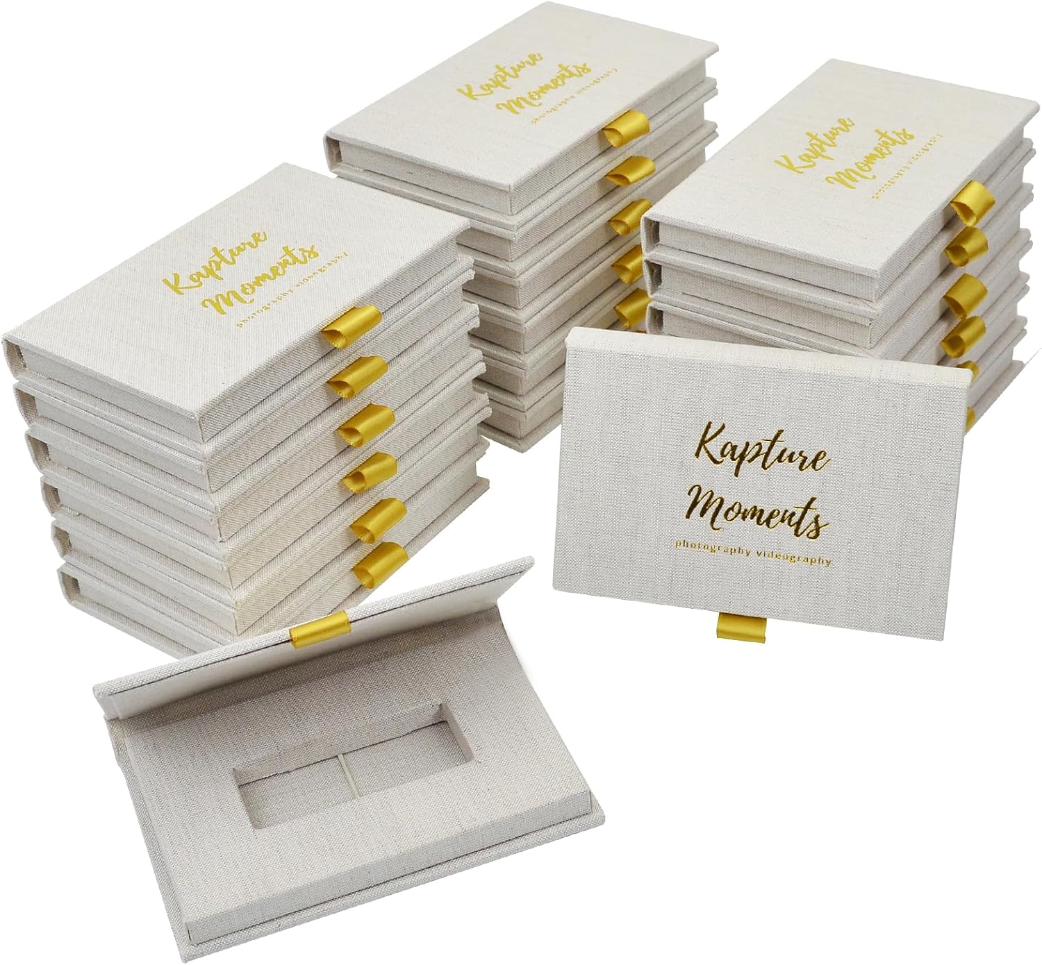Custom Linen Flash Drive case with Personalized LOGO for Wedding Photographer Client Gift, Wedding Photography Packaging (10 pcs Free Logo)