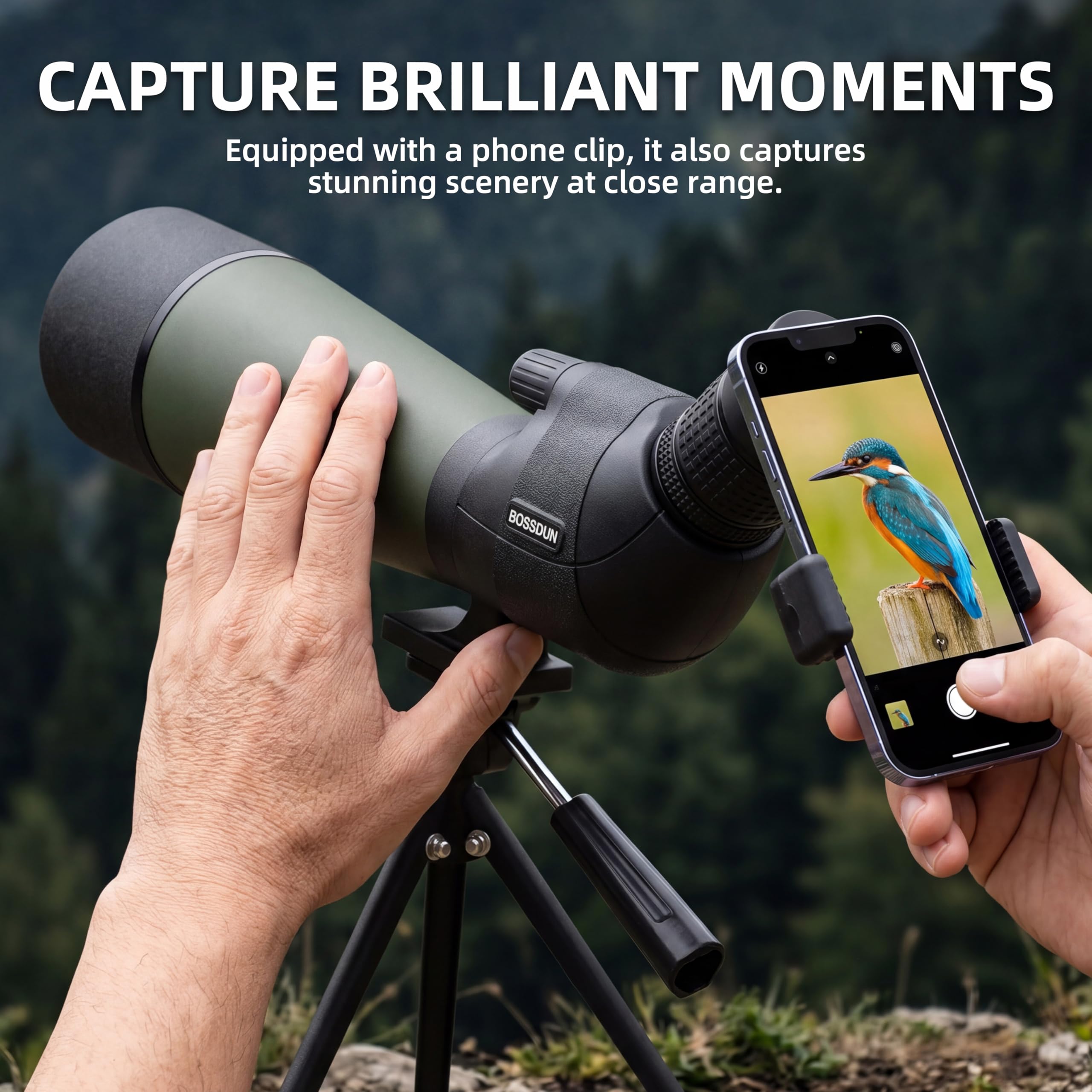 Actualisé 25-75X Longue Vue Puissante avec Adaptateur Téléphonique de Trépied et Sac de Transport - HD BAK4 Prisme FMC Lens pour Chasse, Le tir à la Cible et l'observation des Oiseaux (25-75X)