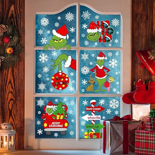 Miniatura 4 de Decoraciones de Navidad para ventanas, calcomanías de ventana de Navidad de doble cara para ventana de vidrio, decoraciones de Navidad para el