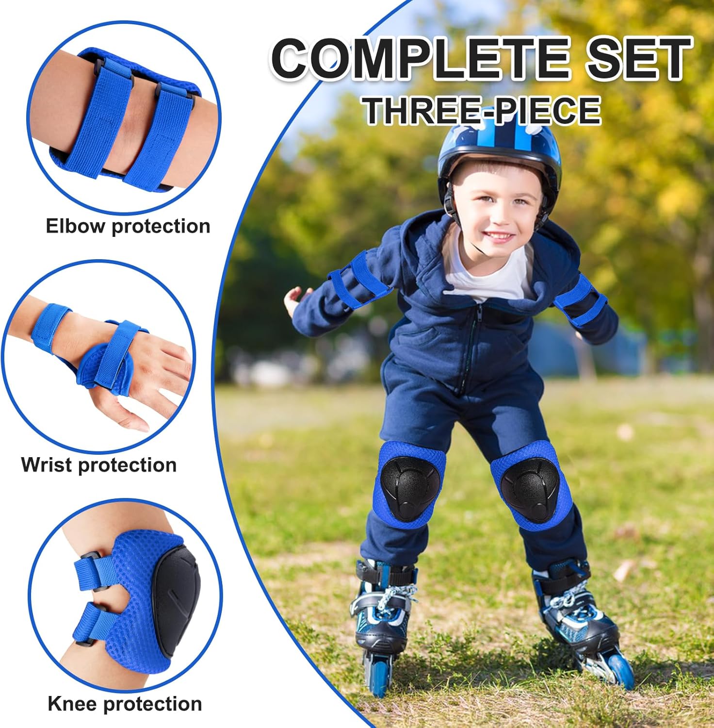 Knee Pads for Kids 3-14 Years Toddler Knee and Elbow Pads with Wrist Guards 3 in 1 for Bicycle Scooter Roller Skates Skateboarding (Yellowpinkblue, Small) - Image 2