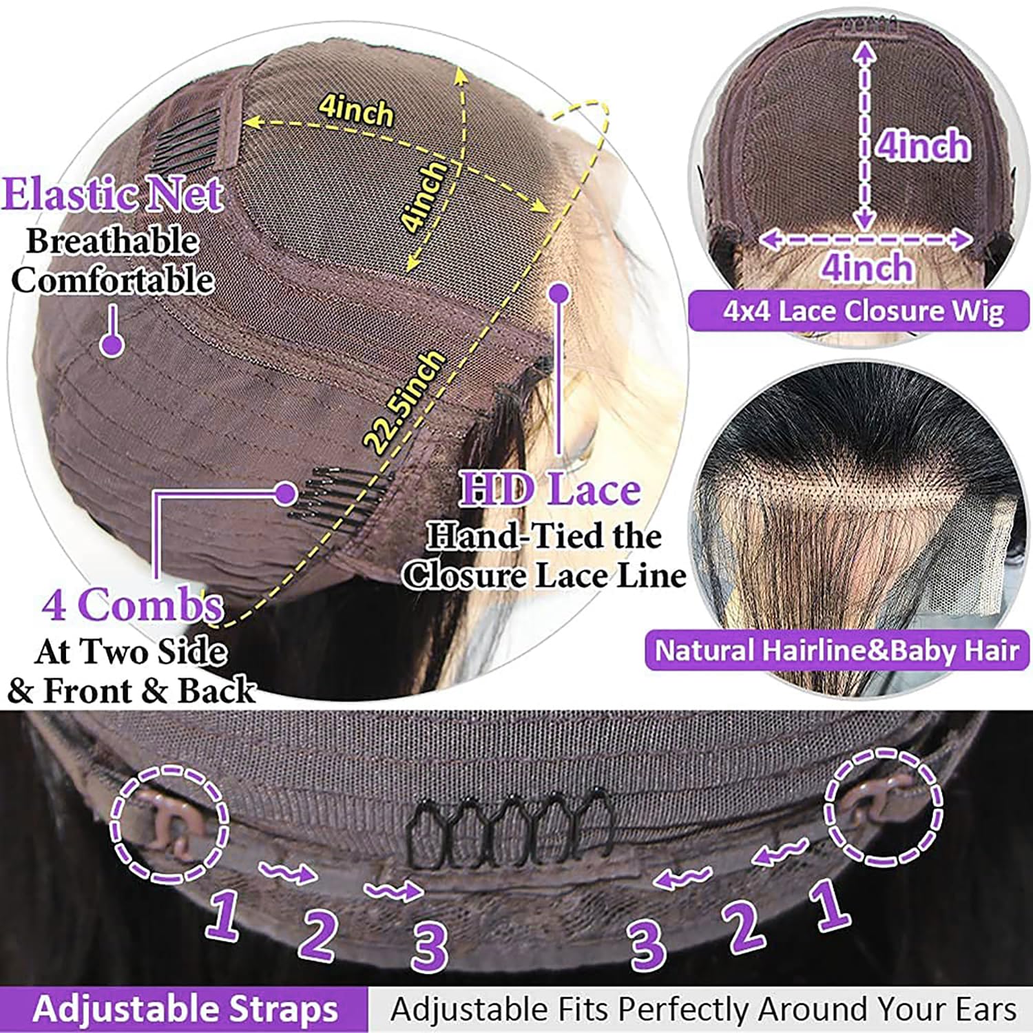 Curly Human Hair Wig for Black Women Transparent 4x4 Kinky Curly Lace Front Wigs Pre Plucked 180% Density 20 Inch - Image 4