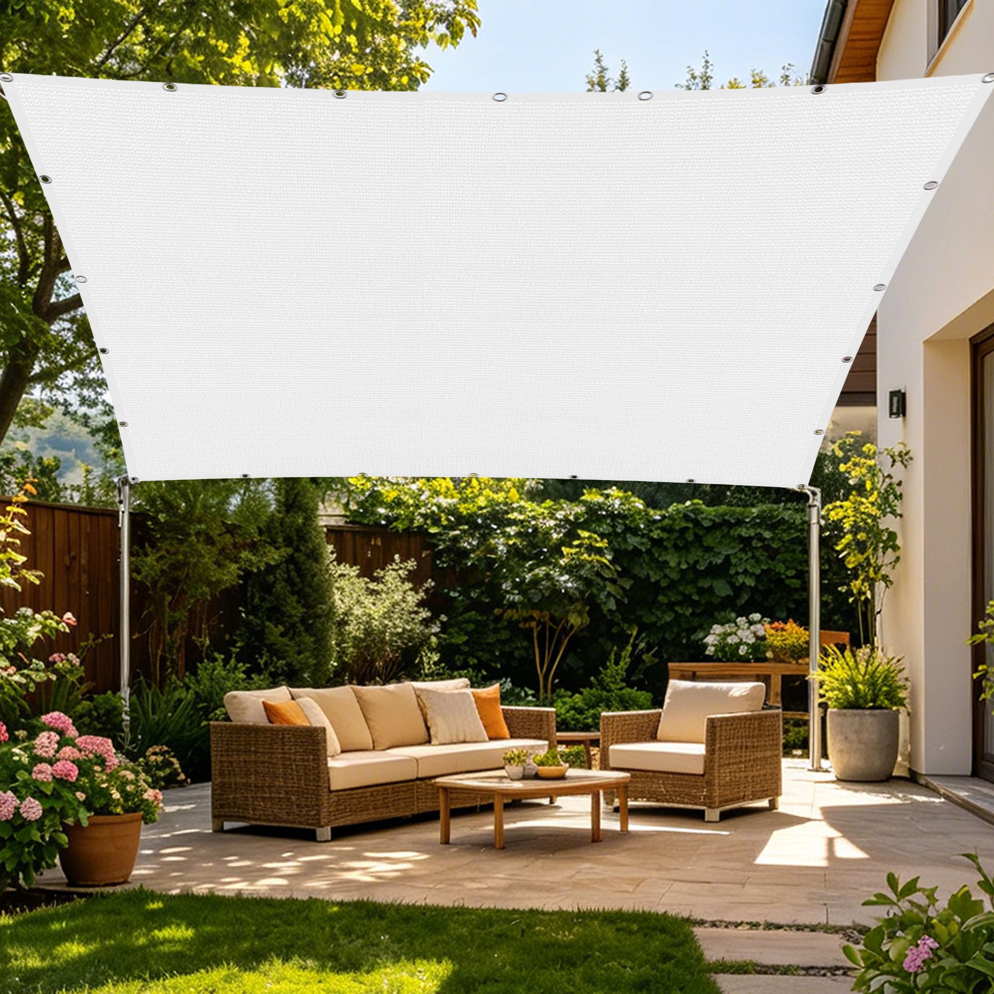 Toile d'ombrage de serres 7x10m blanche pour jardin et pergola