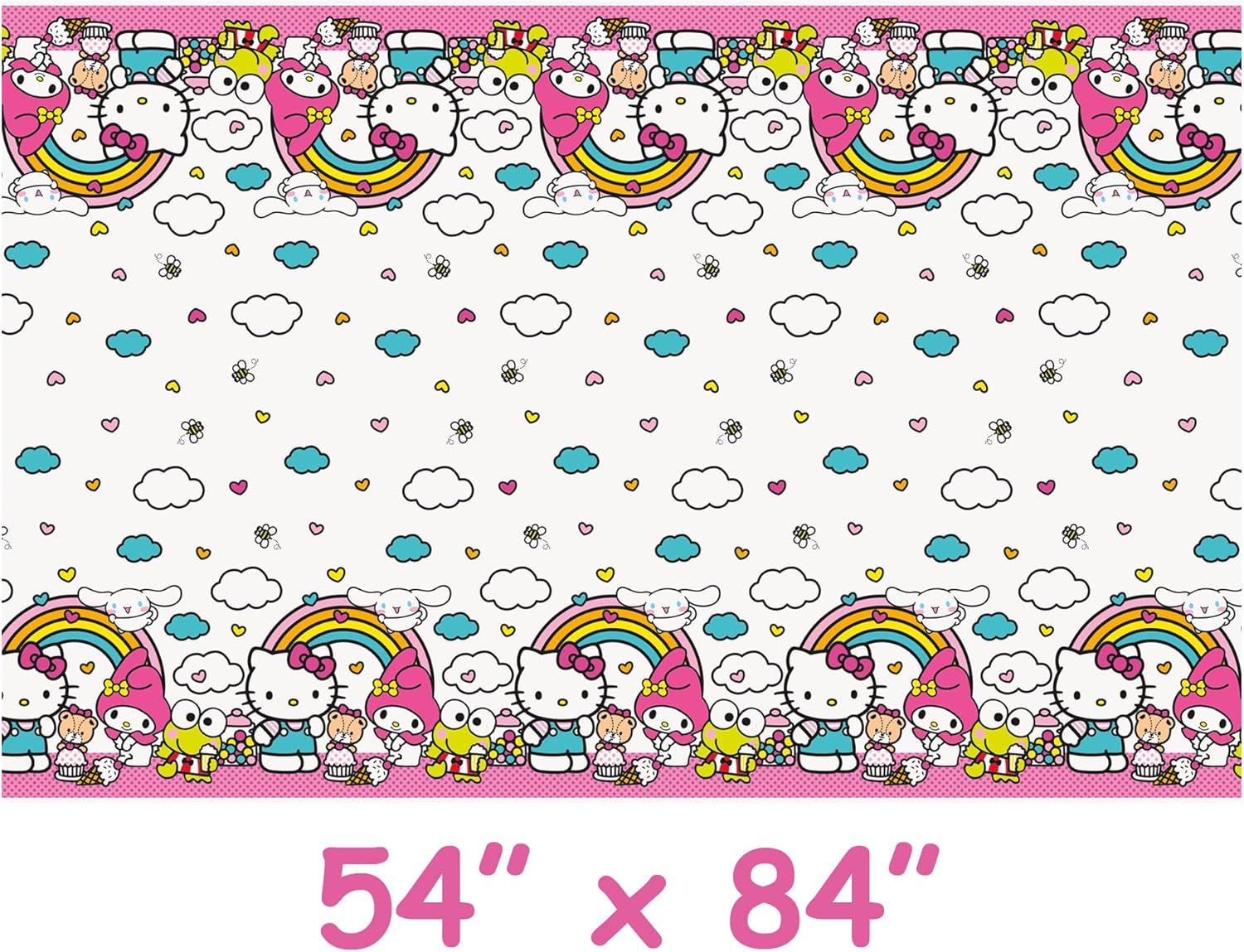 Unique Hello Kitty Birthday Decorations - Rectangular Plastic Hello Kitty Tablecloths (Pack of 3) & Sticker (1)