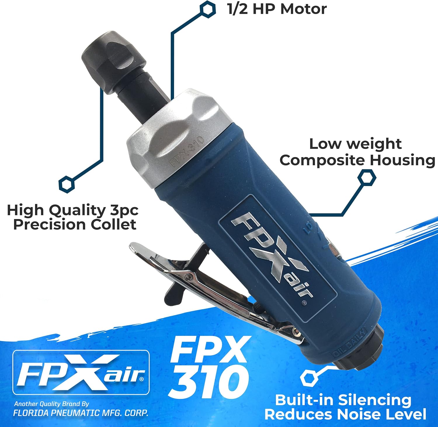 FPXAIR 1/4" Straight Die Grinder: FPX-310, Grinders, Pneumatic Automotive Tools
