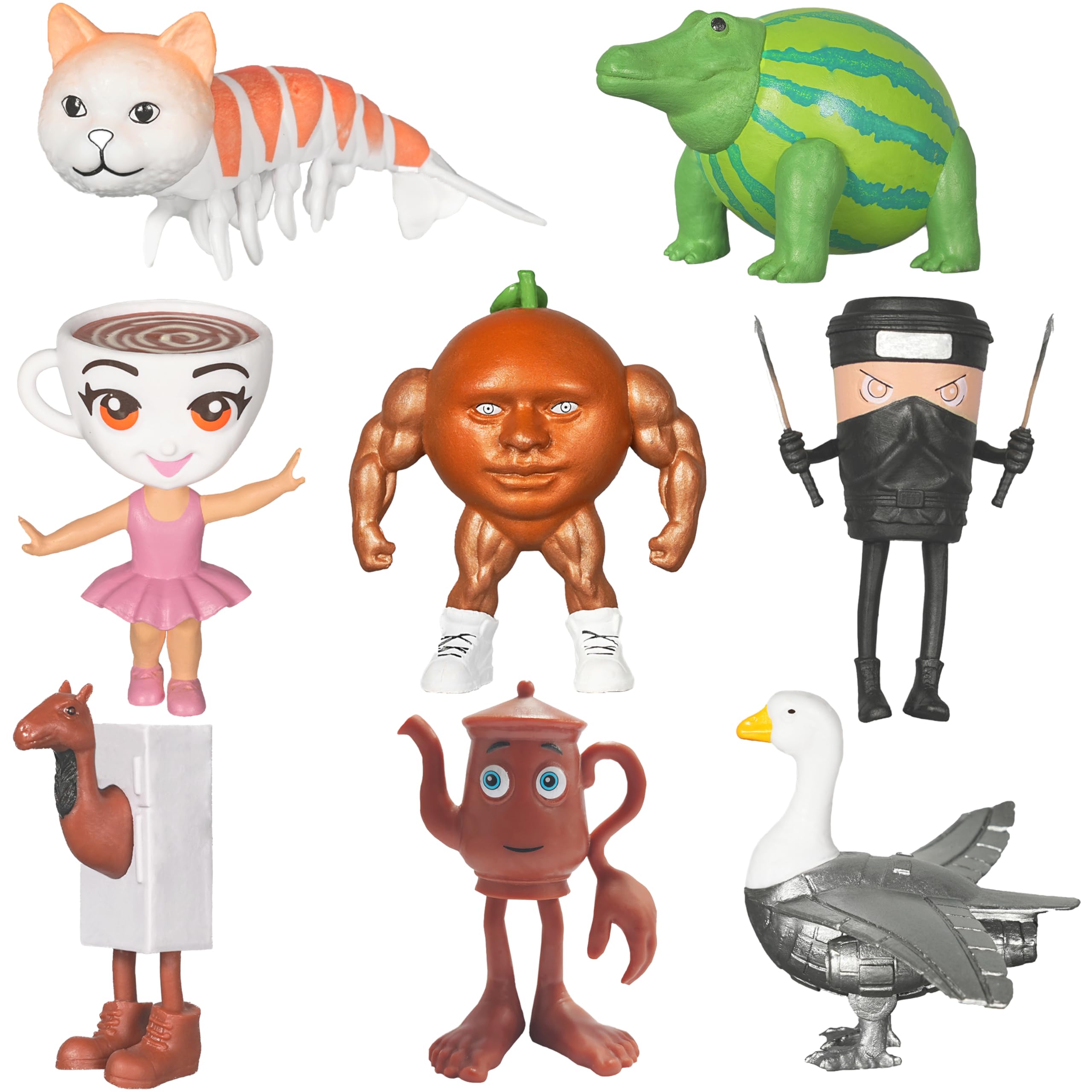 8 Pcs Italian Brainrot Toy, Ballerina Cappuccina Figures Toys, Uniquely Designed Brainrot Toys for Collectors and Action Enthusiasts (8 Pcs A)