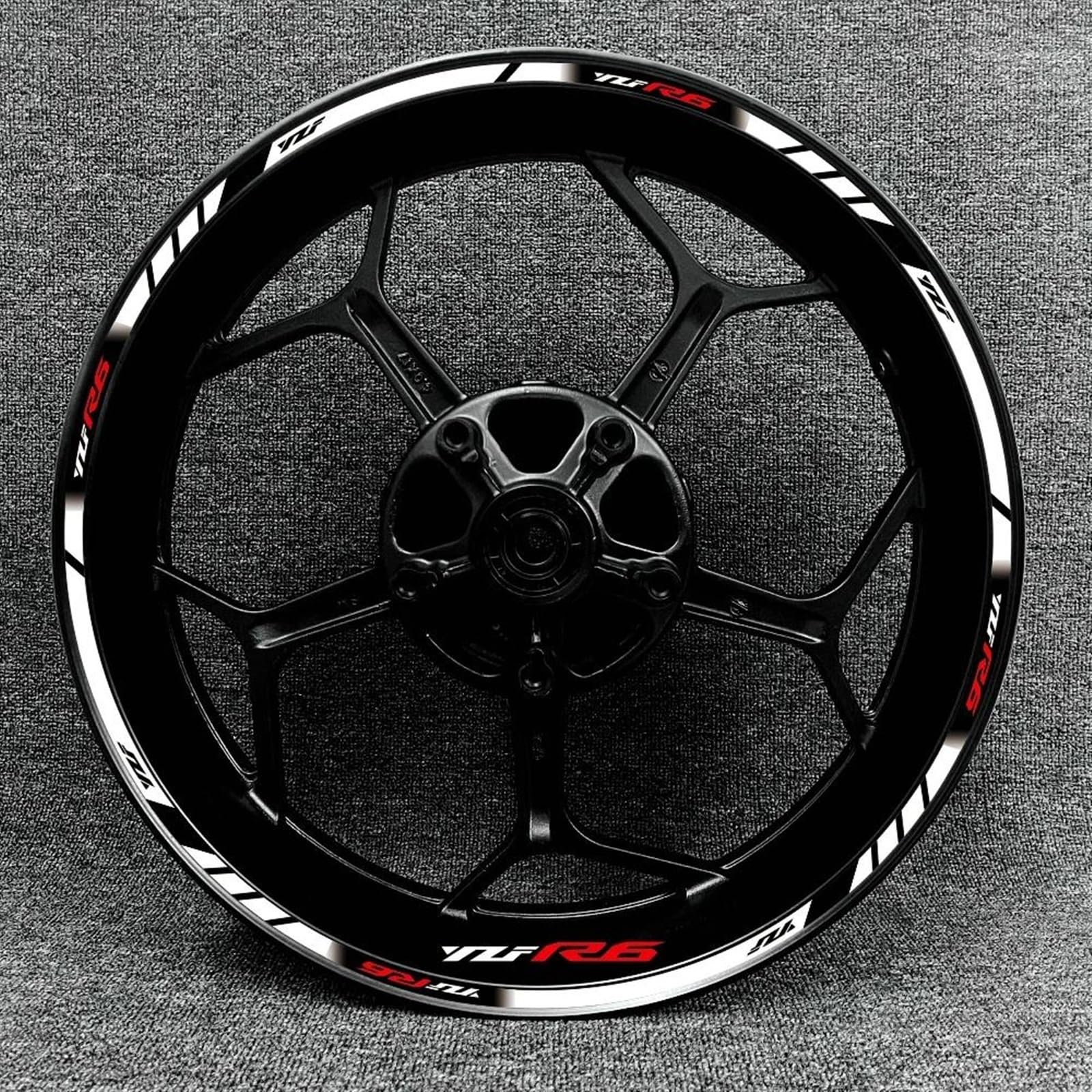 Motorcycle Reflective Wheel Rim Stripe Sticker Front Rear Full Set Decal for Yamaha YZF-R6 Decorative(Color9)