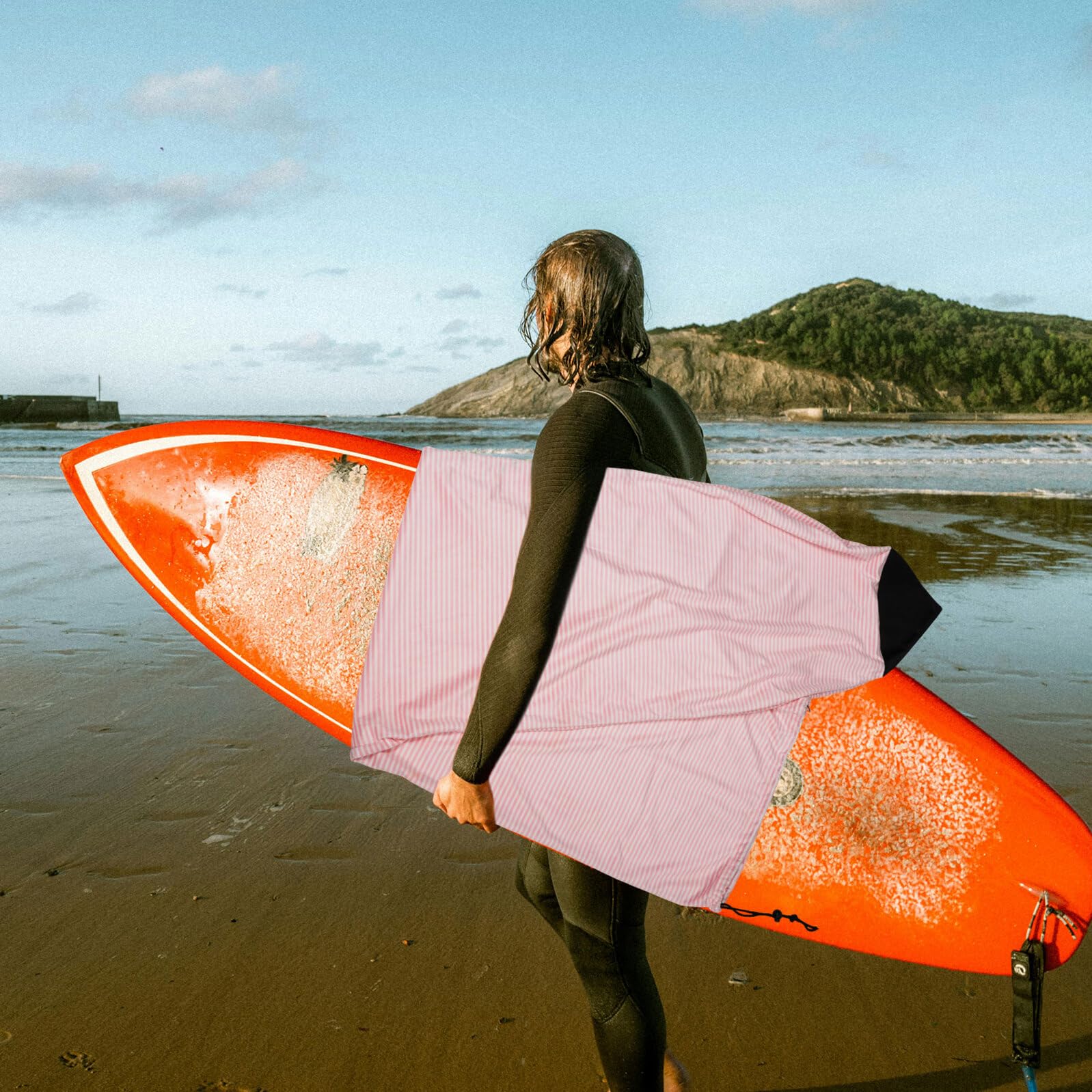 GALPADA Funda para Tabla de Surf Ajustable 180X50 CM Bolsa Protectora Elástica Rosa y Material Acolchado para Protección contra Golpes y Rayos UV Adecuado para Viajes y