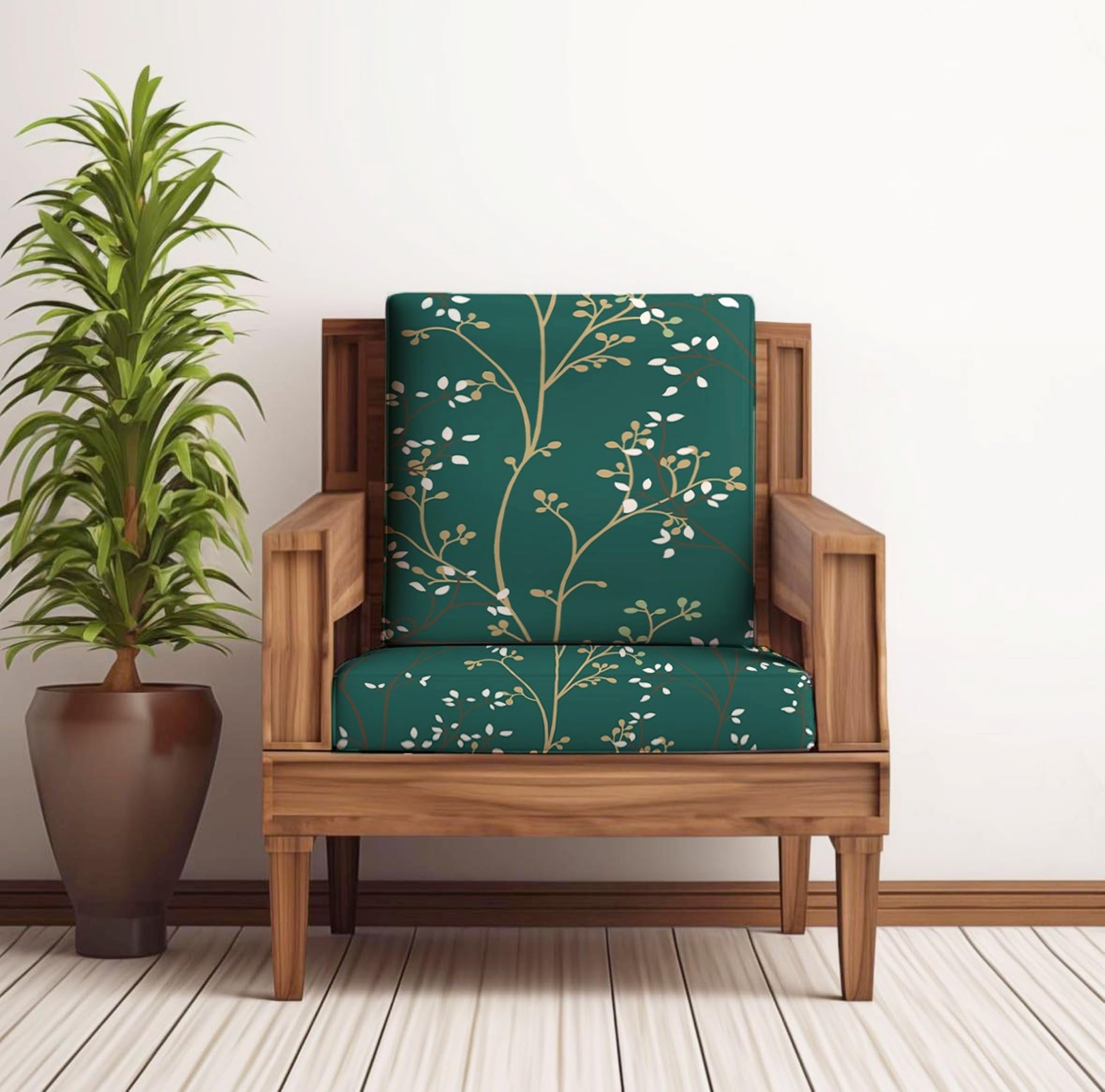 FASSCETE Polycotton Stretchable Printed Solid Sofa Slipcovers, Wooden Sofa Seat Cover, Sofa Back Cushion Covers (2, Leaves-Green) (B0D9R4XQLW) Amazon Price History, Amazon Price Tracker